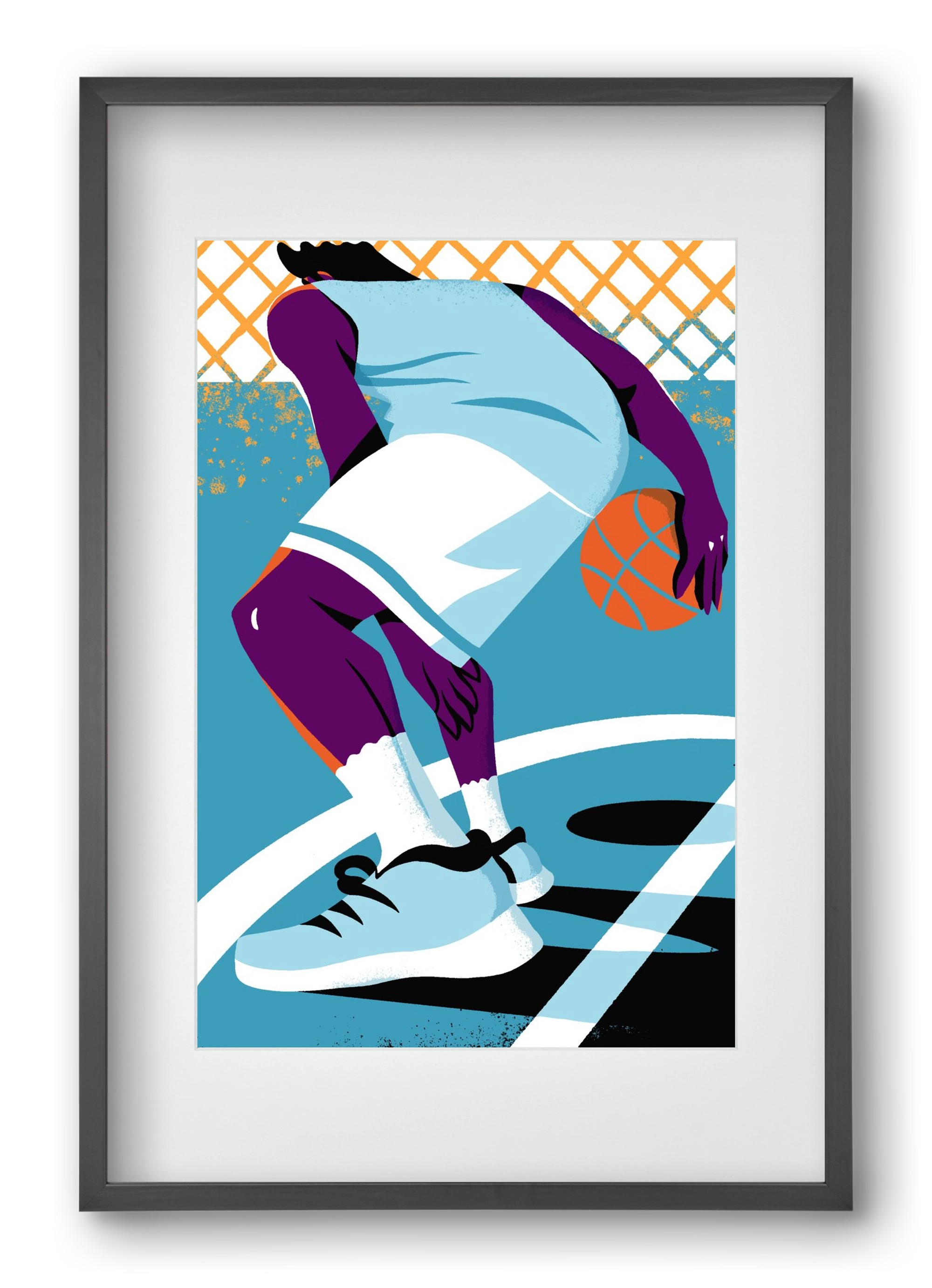 Basketball, 40x60 cm (30x45 cm), Fekete keret, paszpartuval