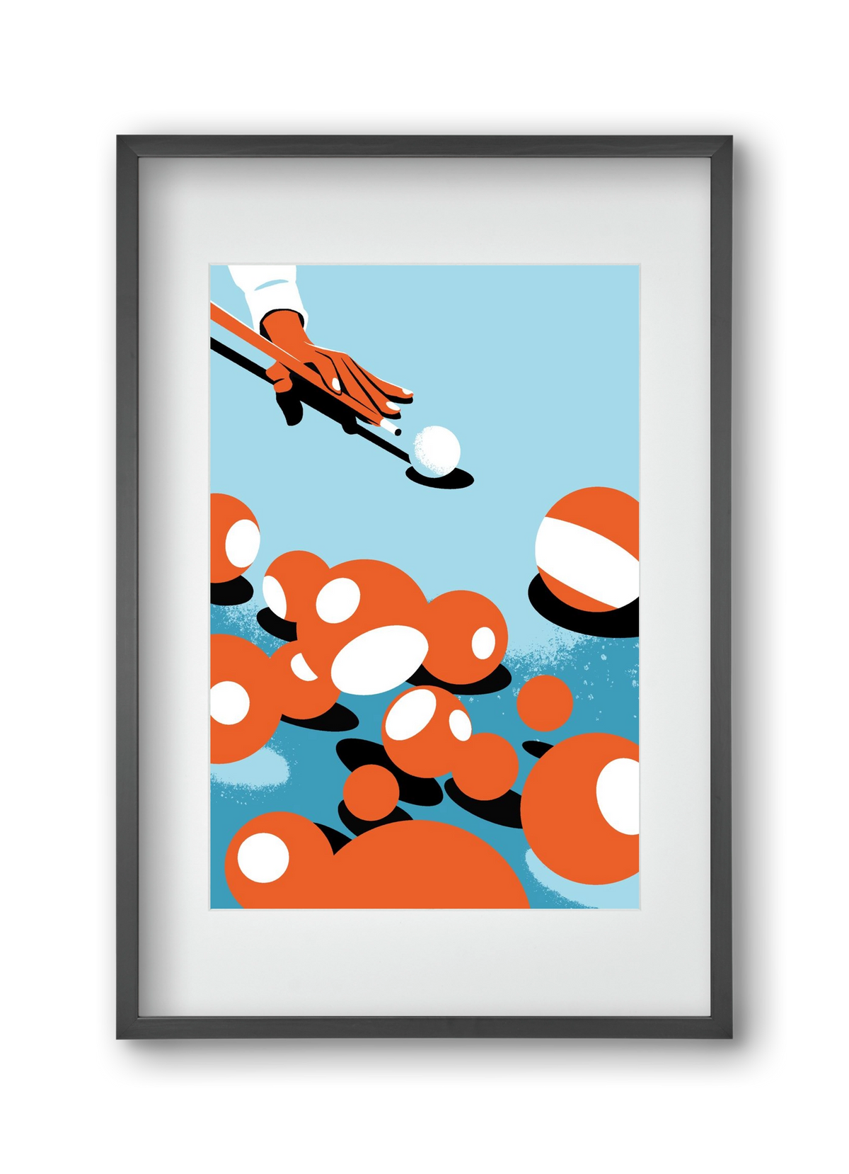 Billiard, 30x45 cm (20x30 cm), Fekete keret, paszpartuval