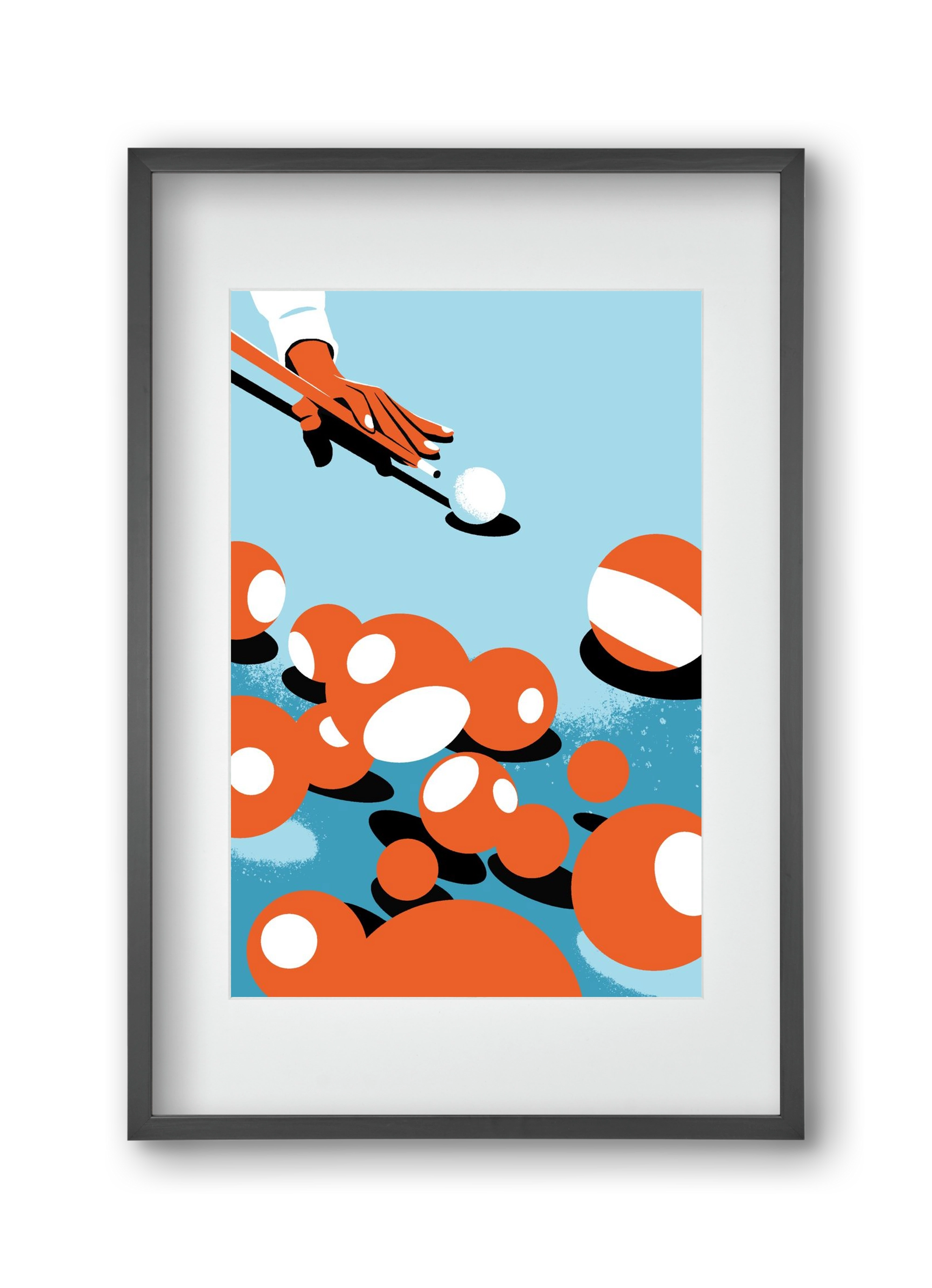 Billiard, 30x45 cm (20x30 cm), Fekete keret, paszpartuval