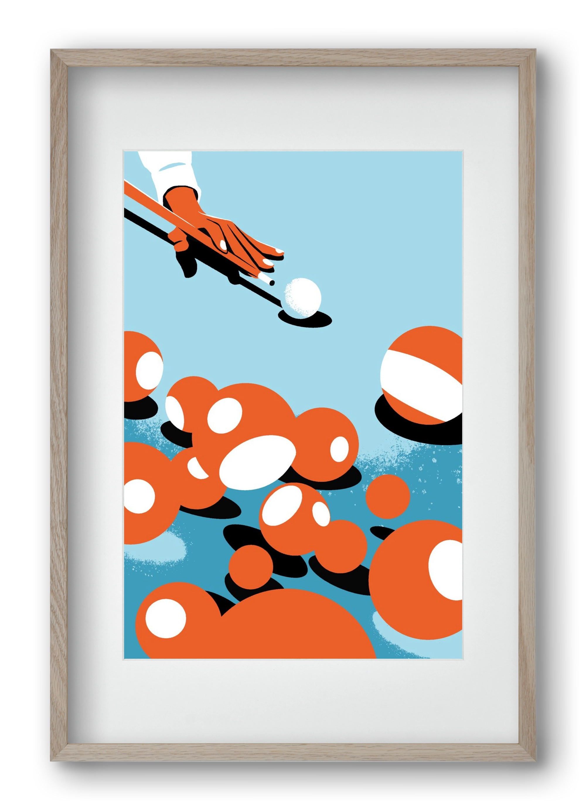 Billiard, 40x60 cm (30x45 cm), Tölgy keret, paszpartuval