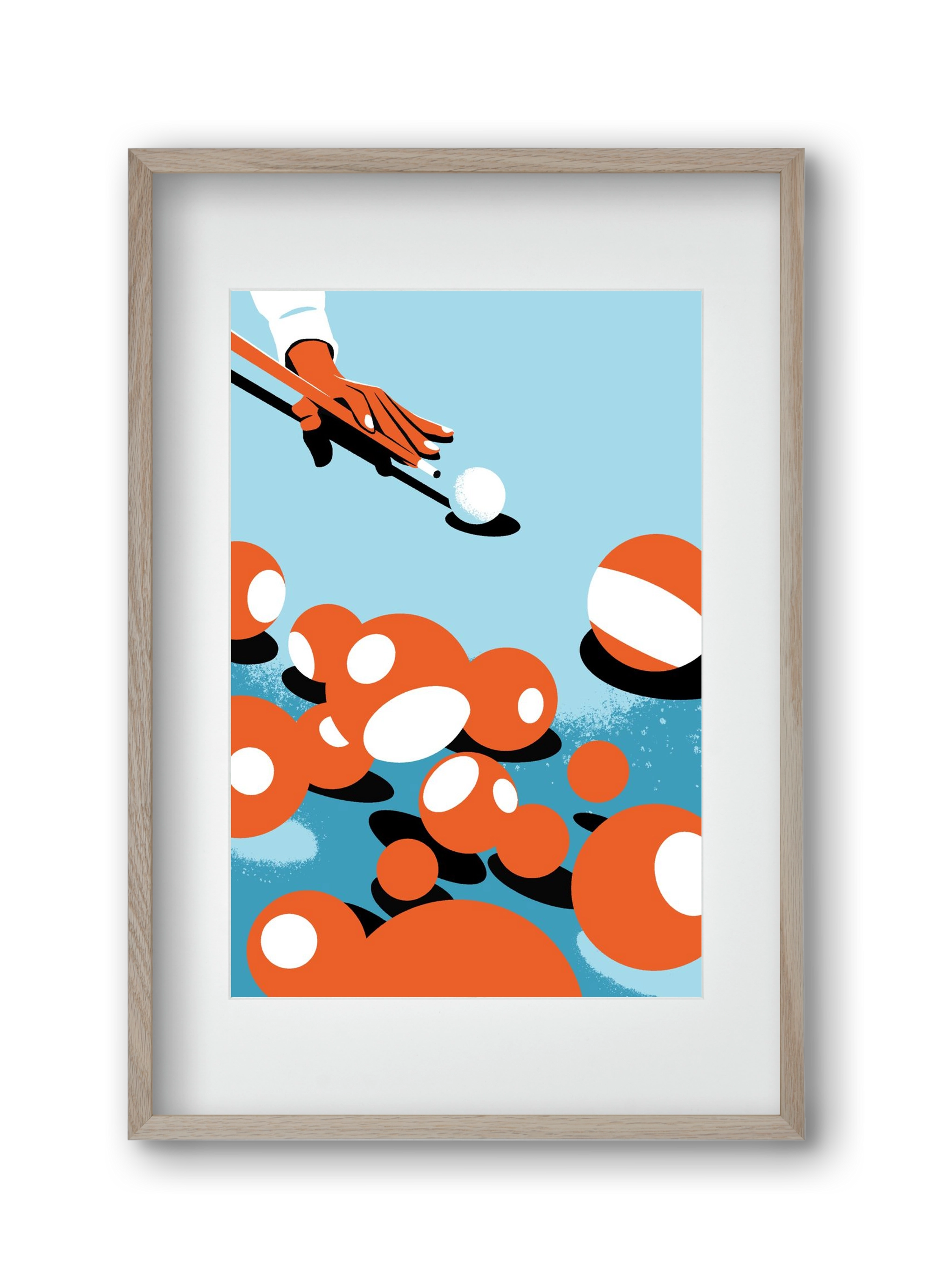 Billiard, 30x45 cm (20x30 cm), Tölgy keret, paszpartuval