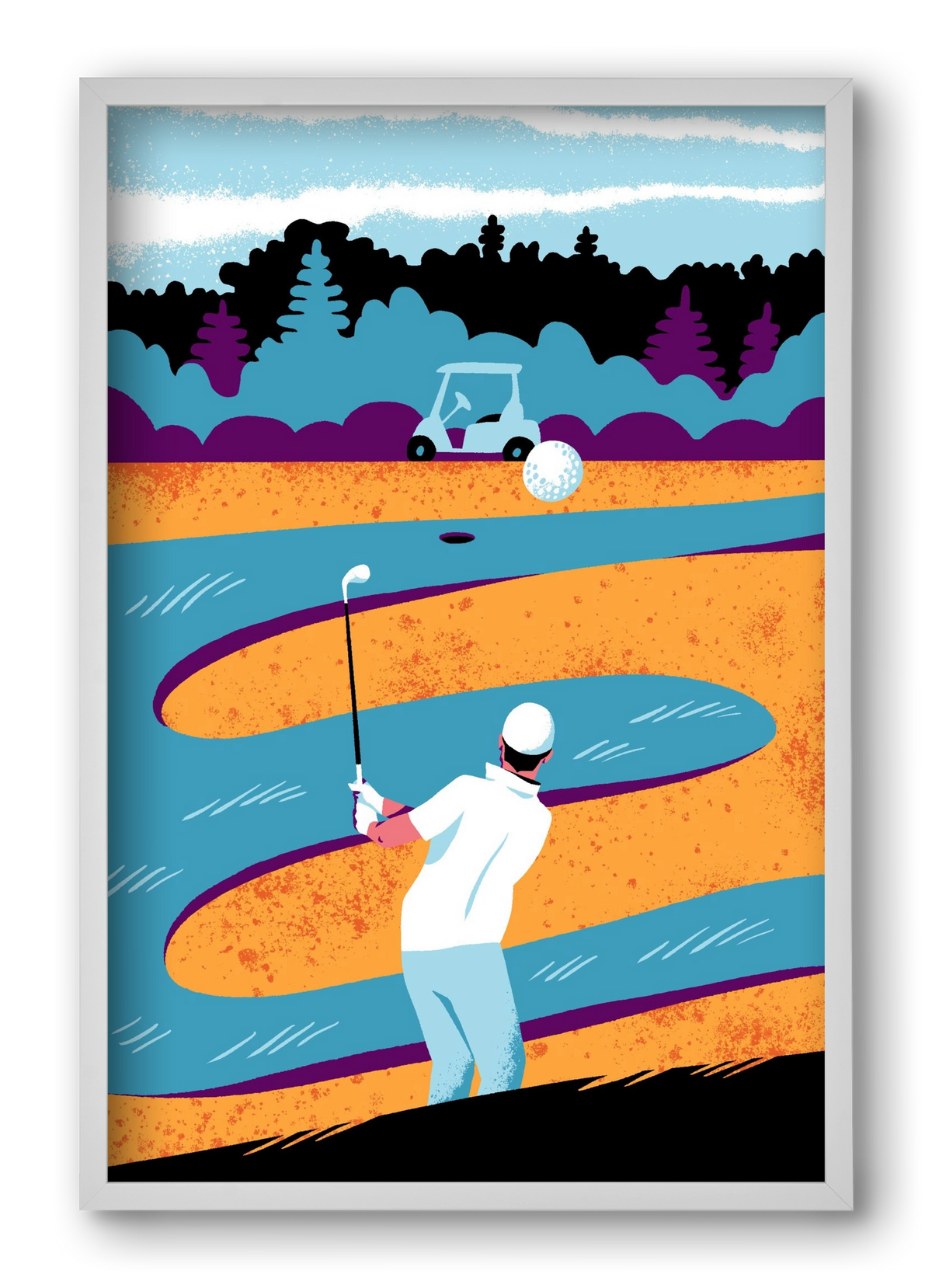 Golf, 40x60 cm (40x60 cm), Fehér keret
