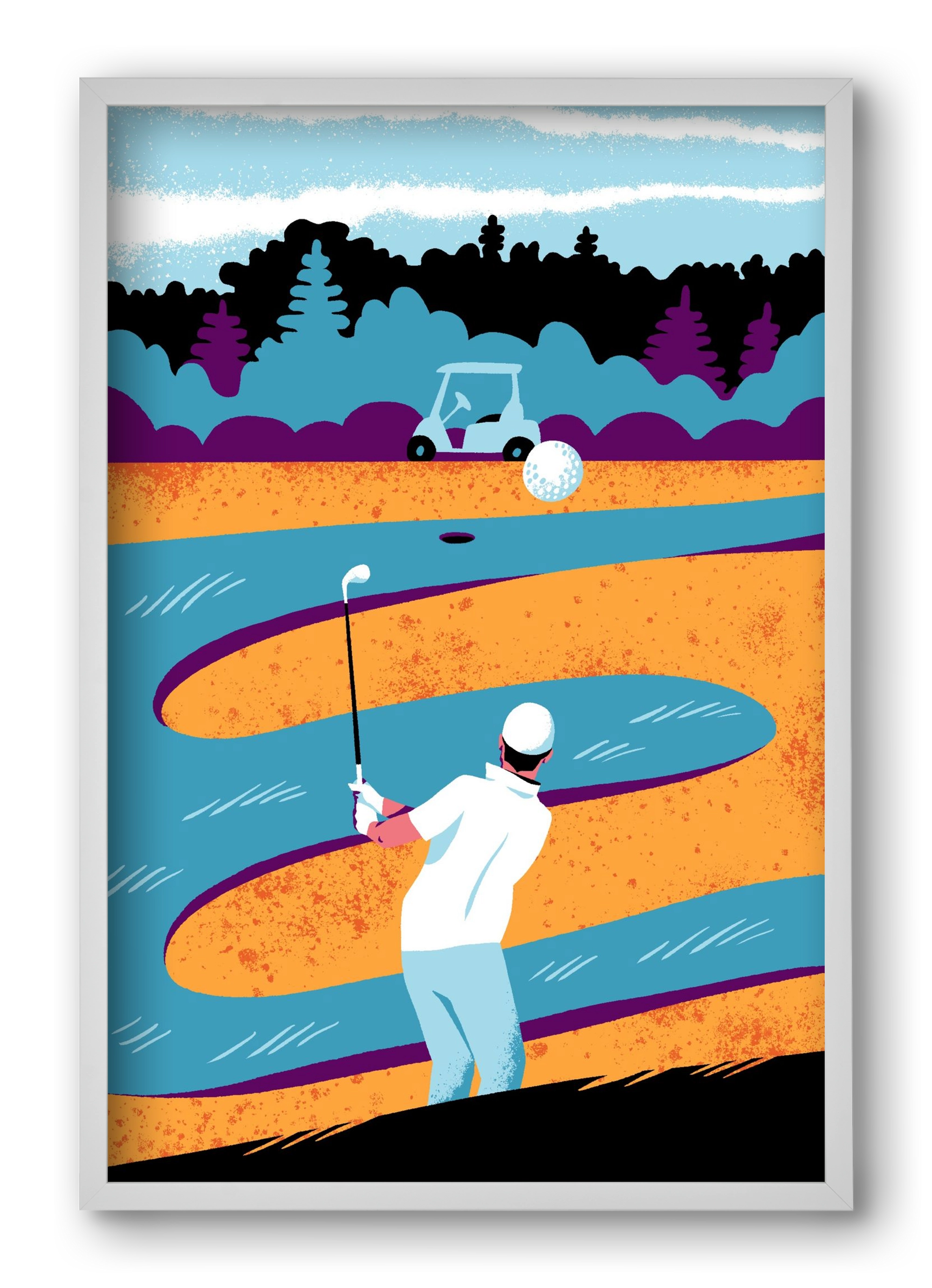Golf, 40x60 cm (40x60 cm), Fehér keret