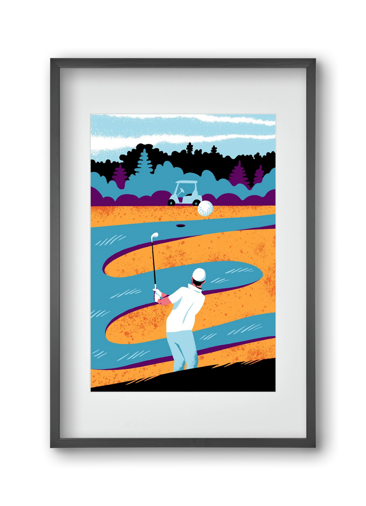 Golf, 30x45 cm (20x30 cm), Fekete keret, paszpartuval