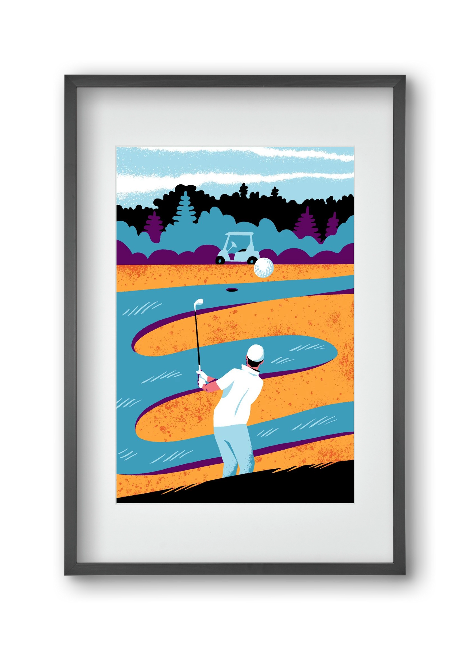 Golf, 30x45 cm (20x30 cm), Fekete keret, paszpartuval