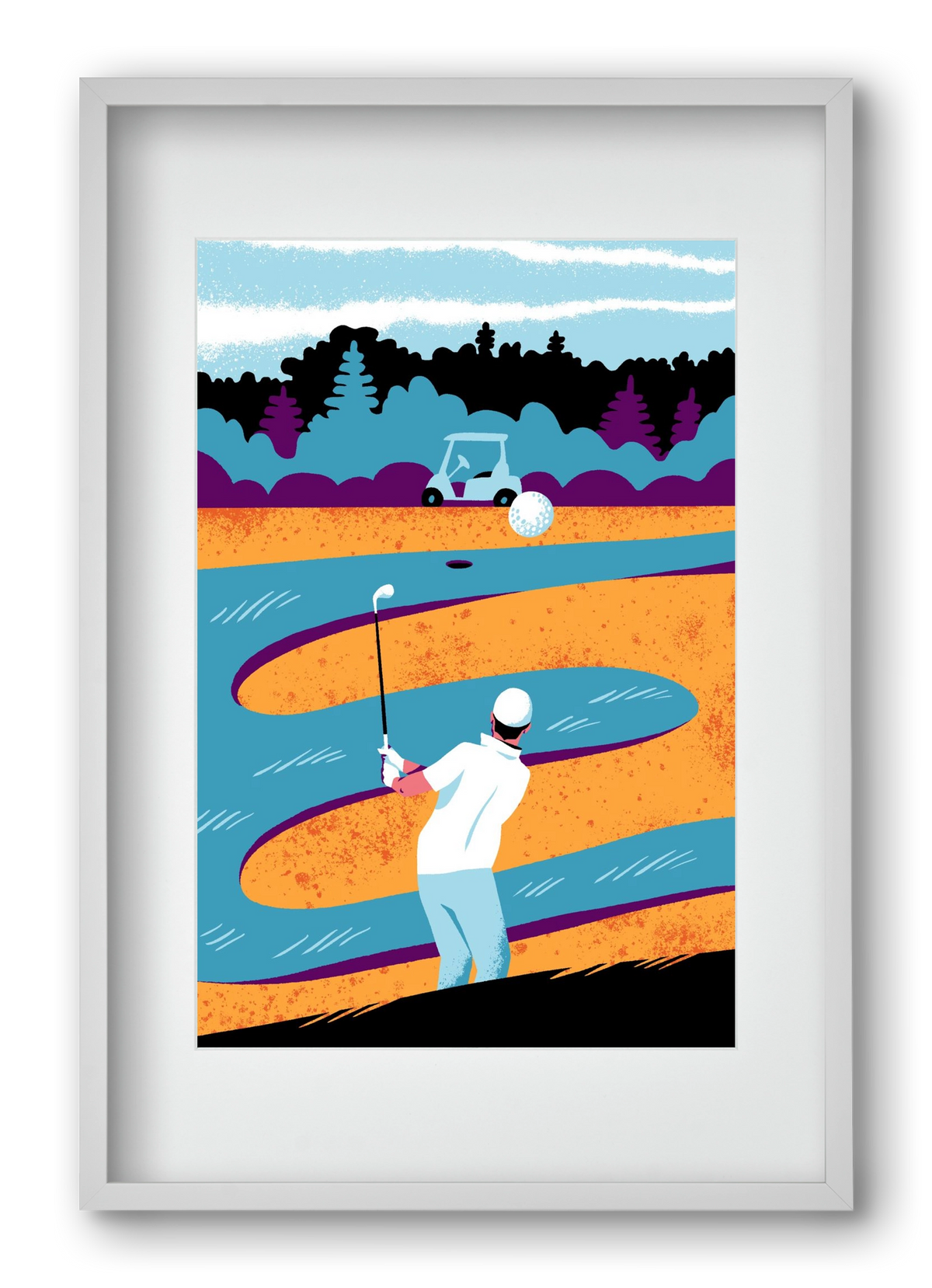 Golf, 40x60 cm (30x45 cm), Fehér keret, paszpartuval