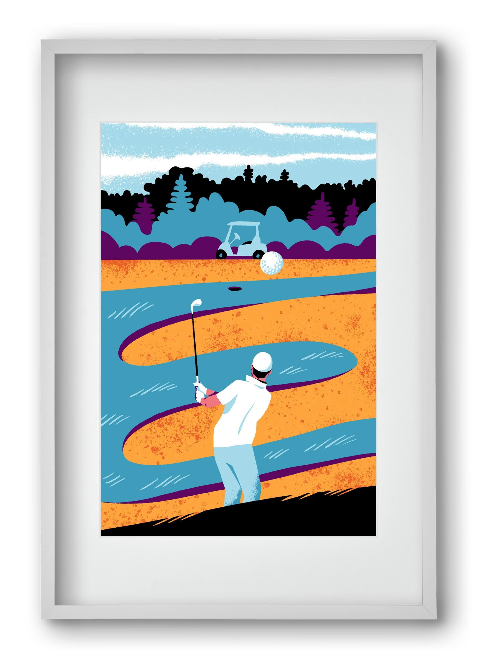 Golf, 40x60 cm (30x45 cm), Fehér keret, paszpartuval