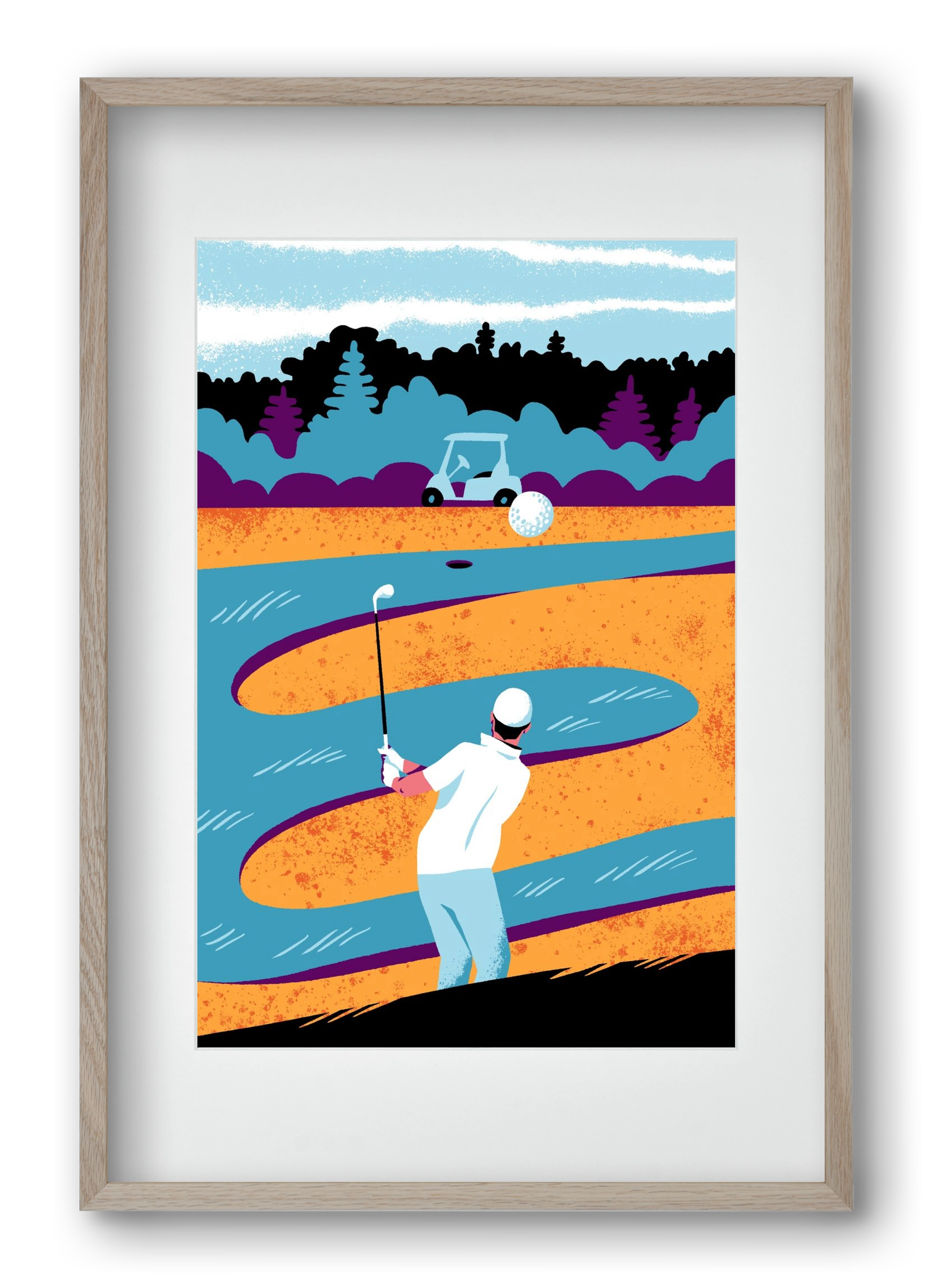 Golf, 40x60 cm (30x45 cm), Tölgy keret, paszpartuval