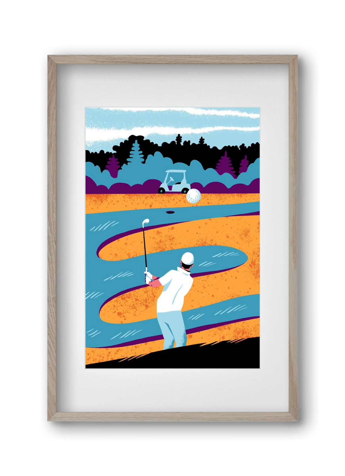 Golf, 30x45 cm (20x30 cm), Tölgy keret, paszpartuval