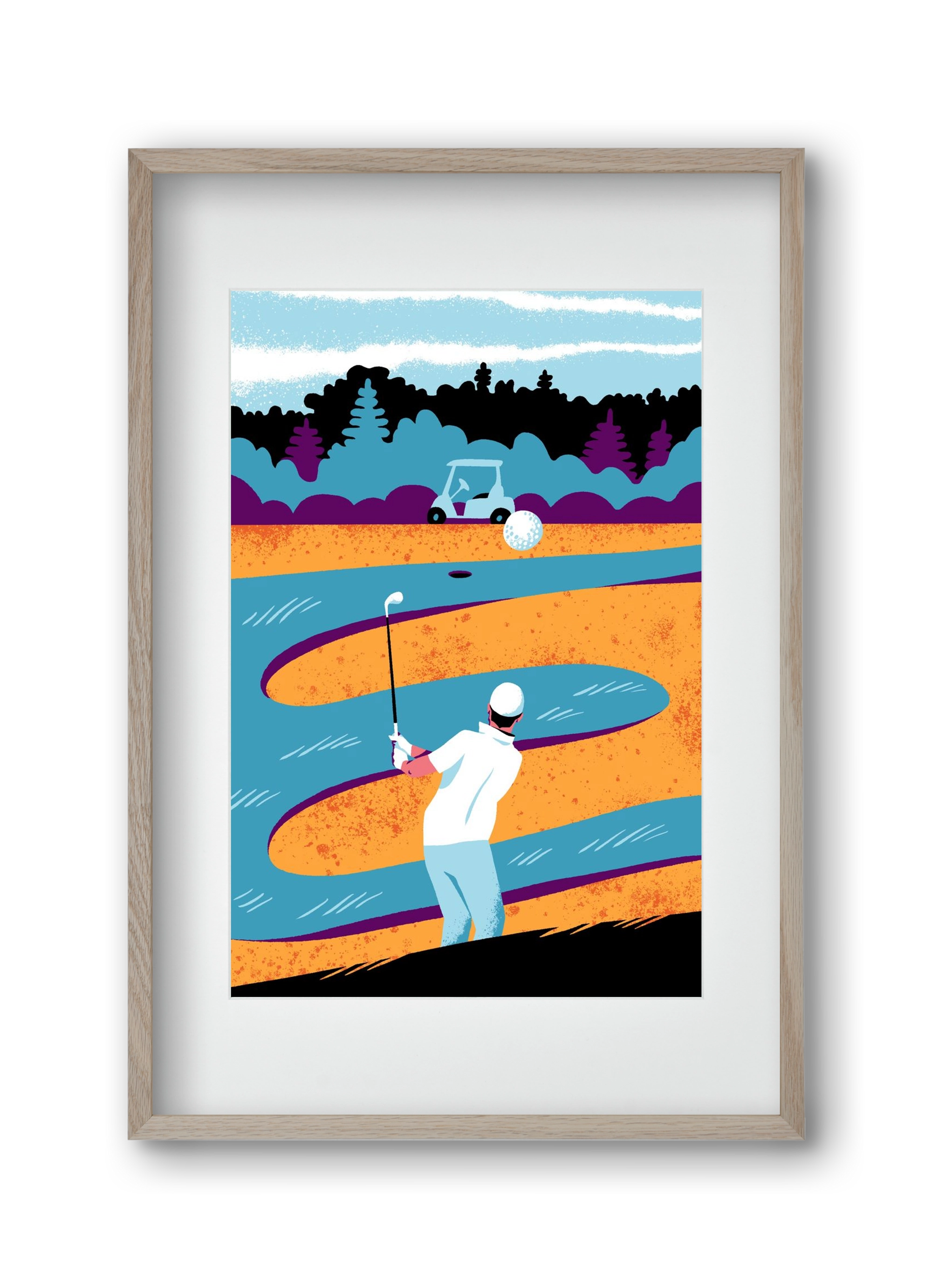 Golf, 30x45 cm (20x30 cm), Tölgy keret, paszpartuval