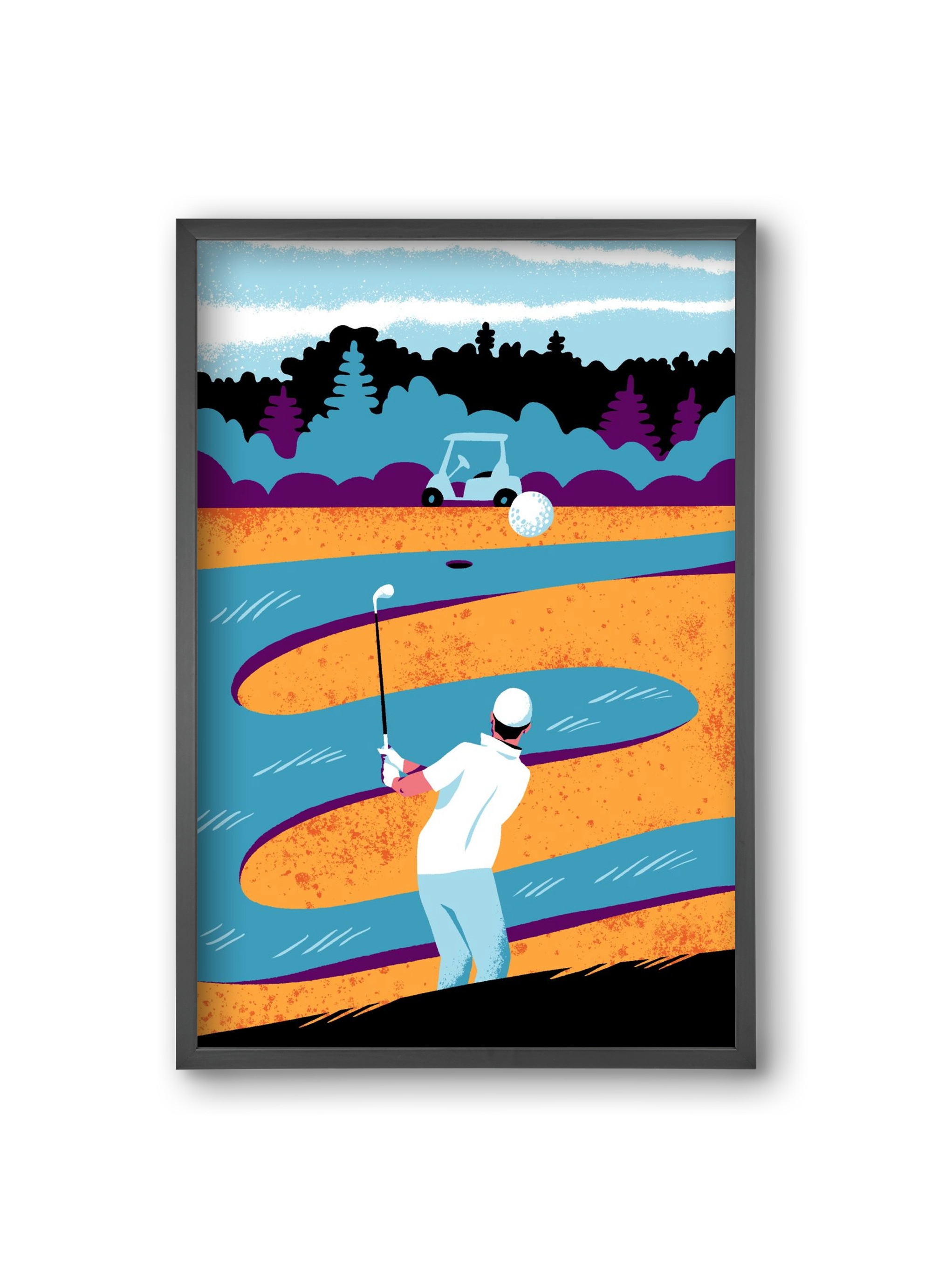 Golf, 20x30 cm (20x30 cm), Fekete keret