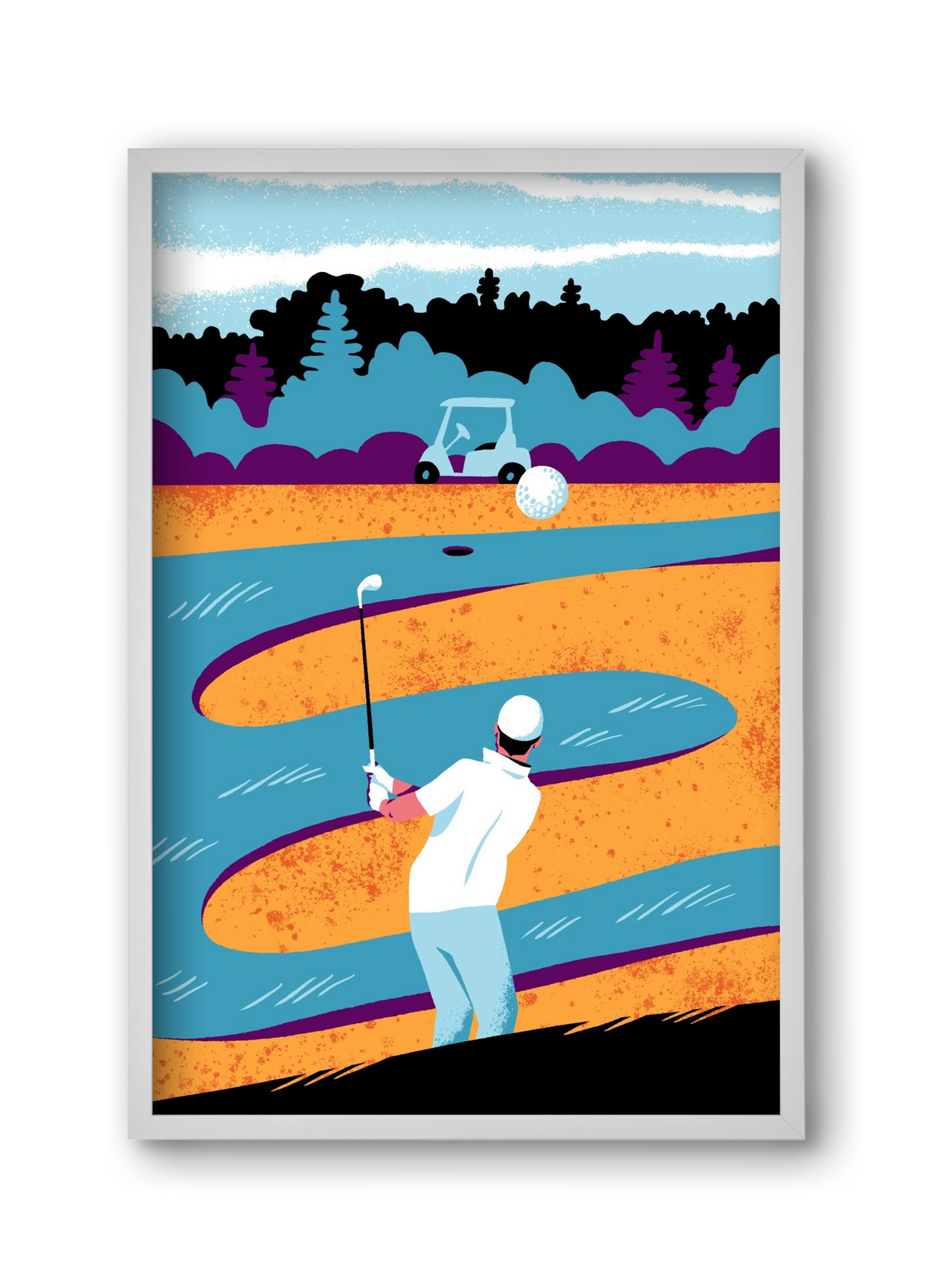 Golf, 30x45 cm (30x45 cm), Fehér keret