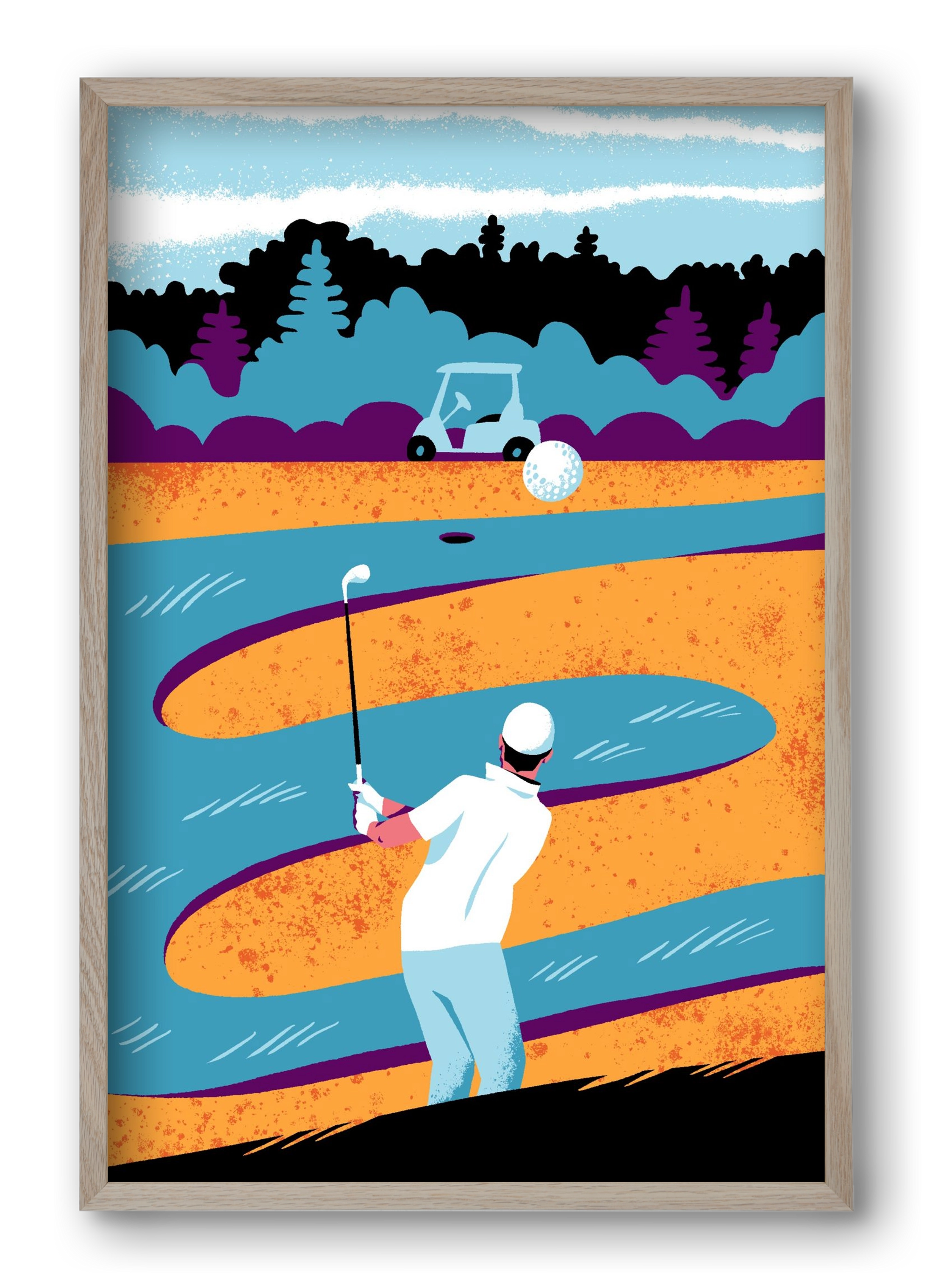 Golf, 40x60 cm (40x60 cm), Tölgy keret