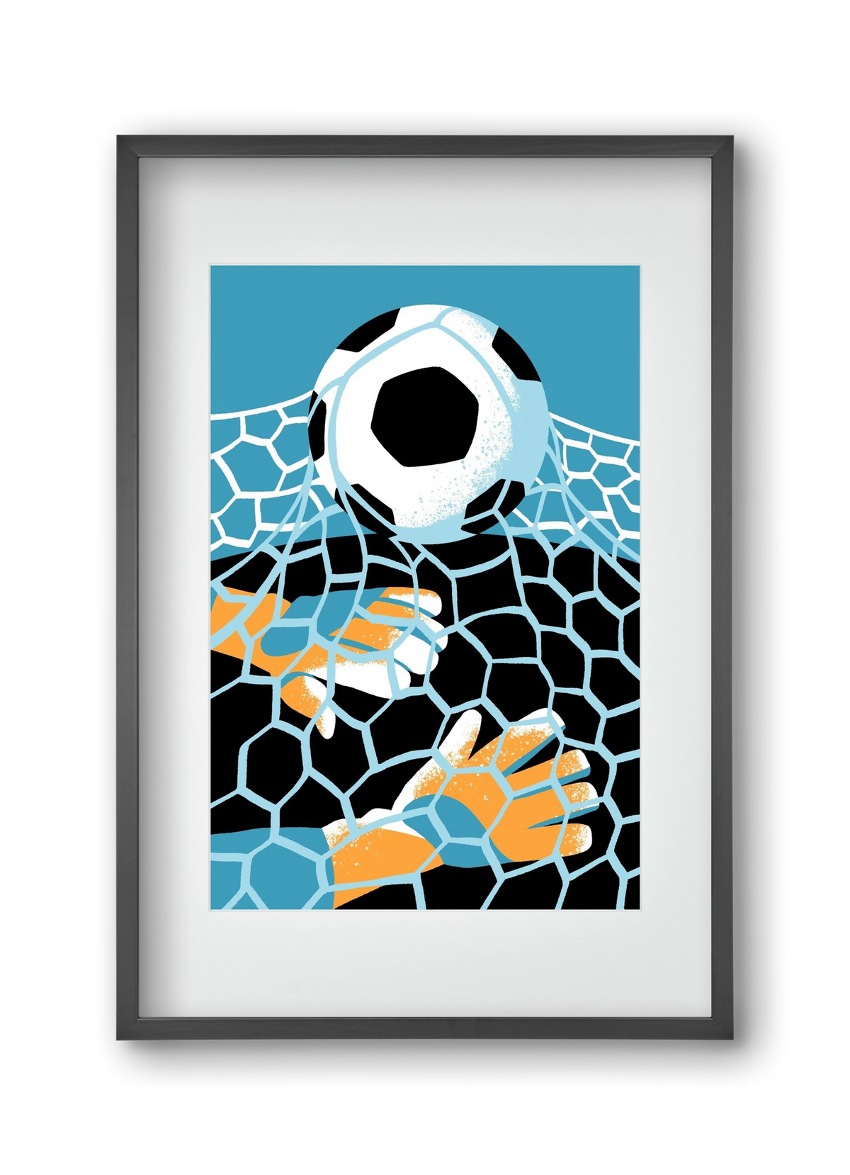 Football, 30x45 cm (20x30 cm), Fekete keret, paszpartuval