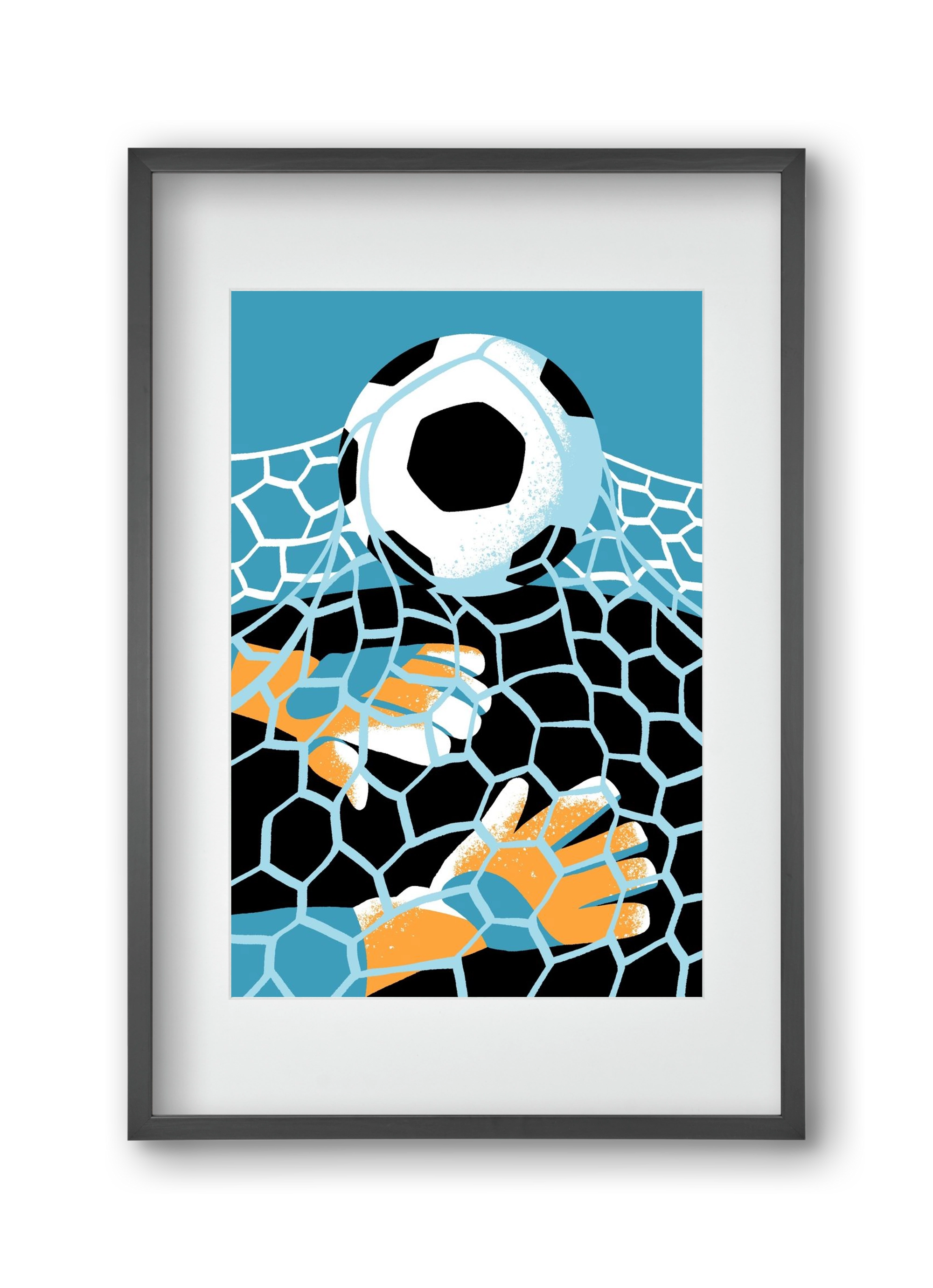 Football, 30x45 cm (20x30 cm), Fekete keret, paszpartuval