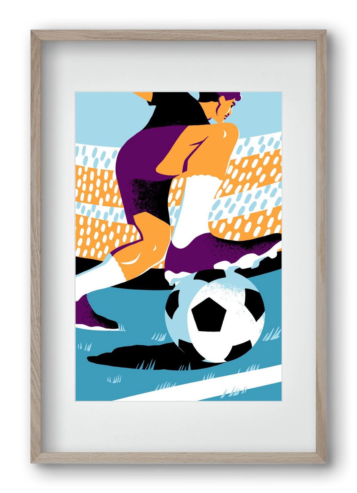 Soccer, 40x60 cm (30x45 cm), Tölgy keret, paszpartuval