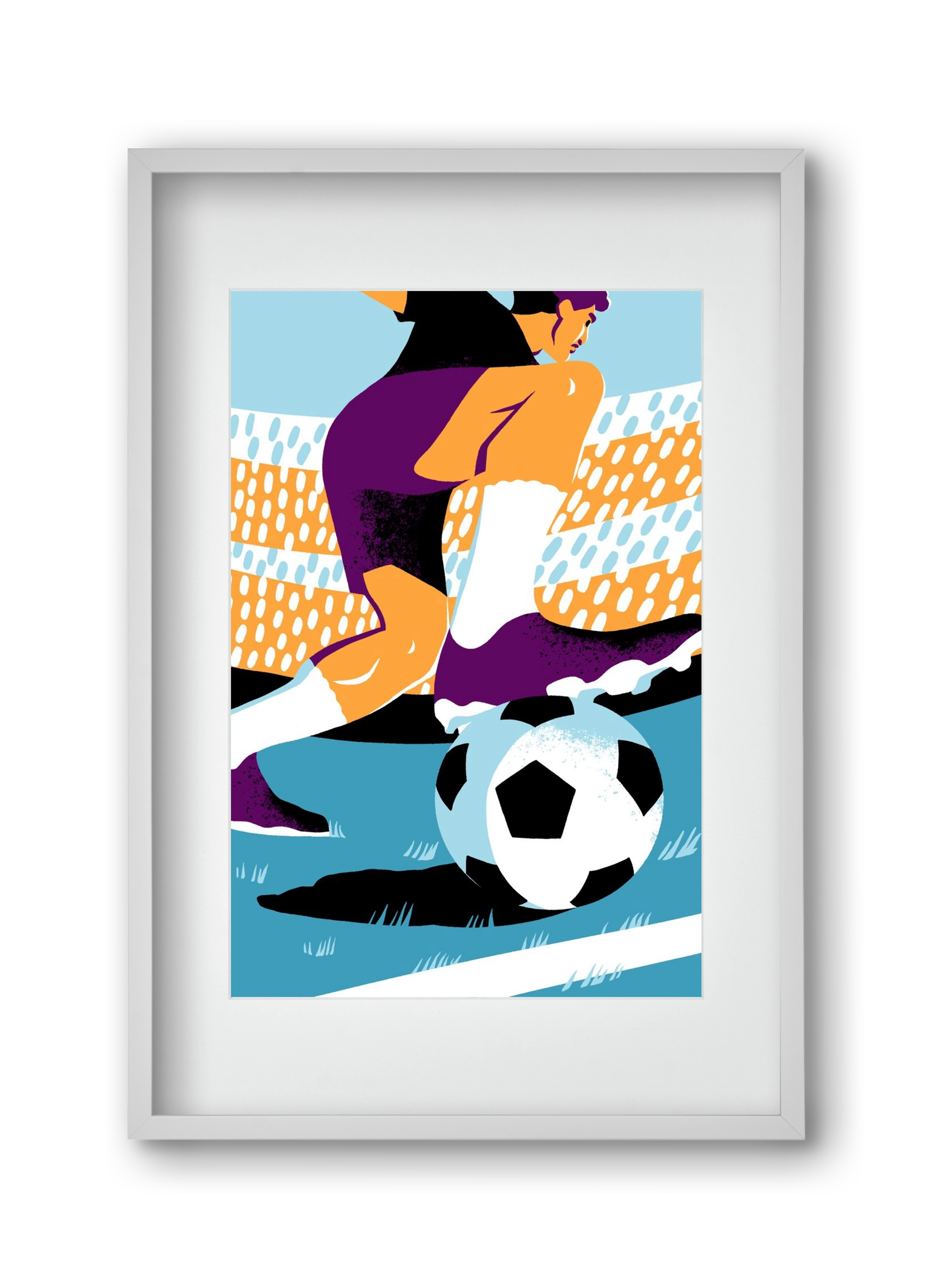 Soccer, 30x45 cm (20x30 cm), Fehér keret, paszpartuval