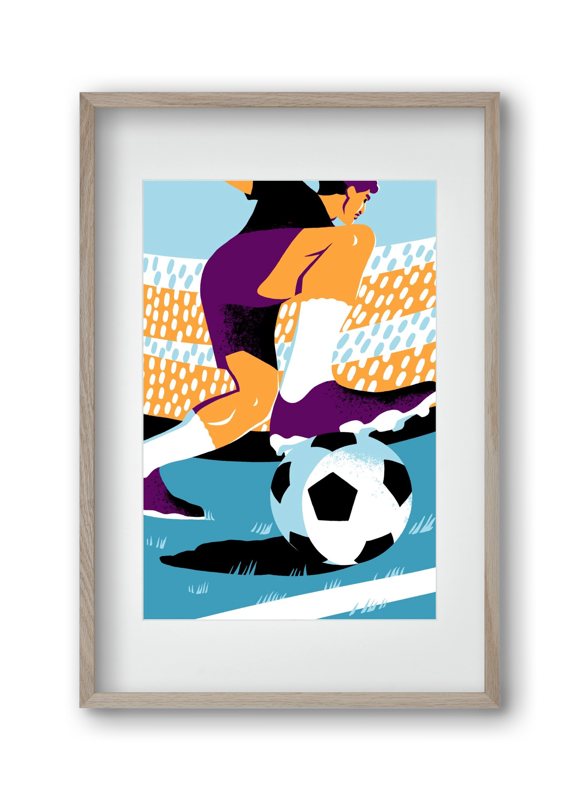 Soccer, 30x45 cm (20x30 cm), Tölgy keret, paszpartuval