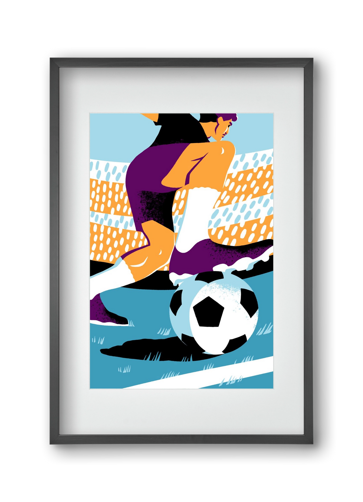 Soccer, 30x45 cm (20x30 cm), Fekete keret, paszpartuval
