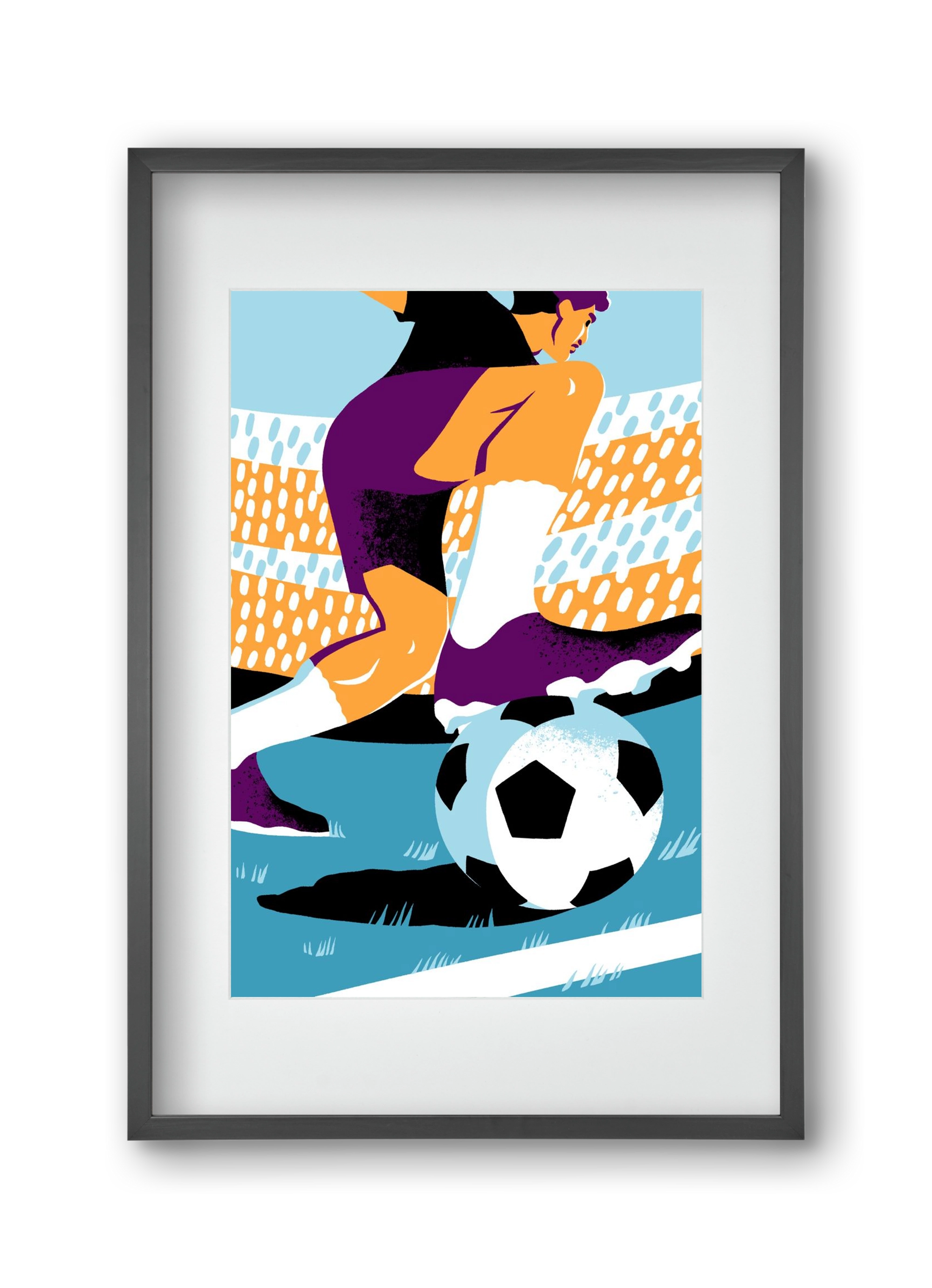 Soccer, 30x45 cm (20x30 cm), Fekete keret, paszpartuval