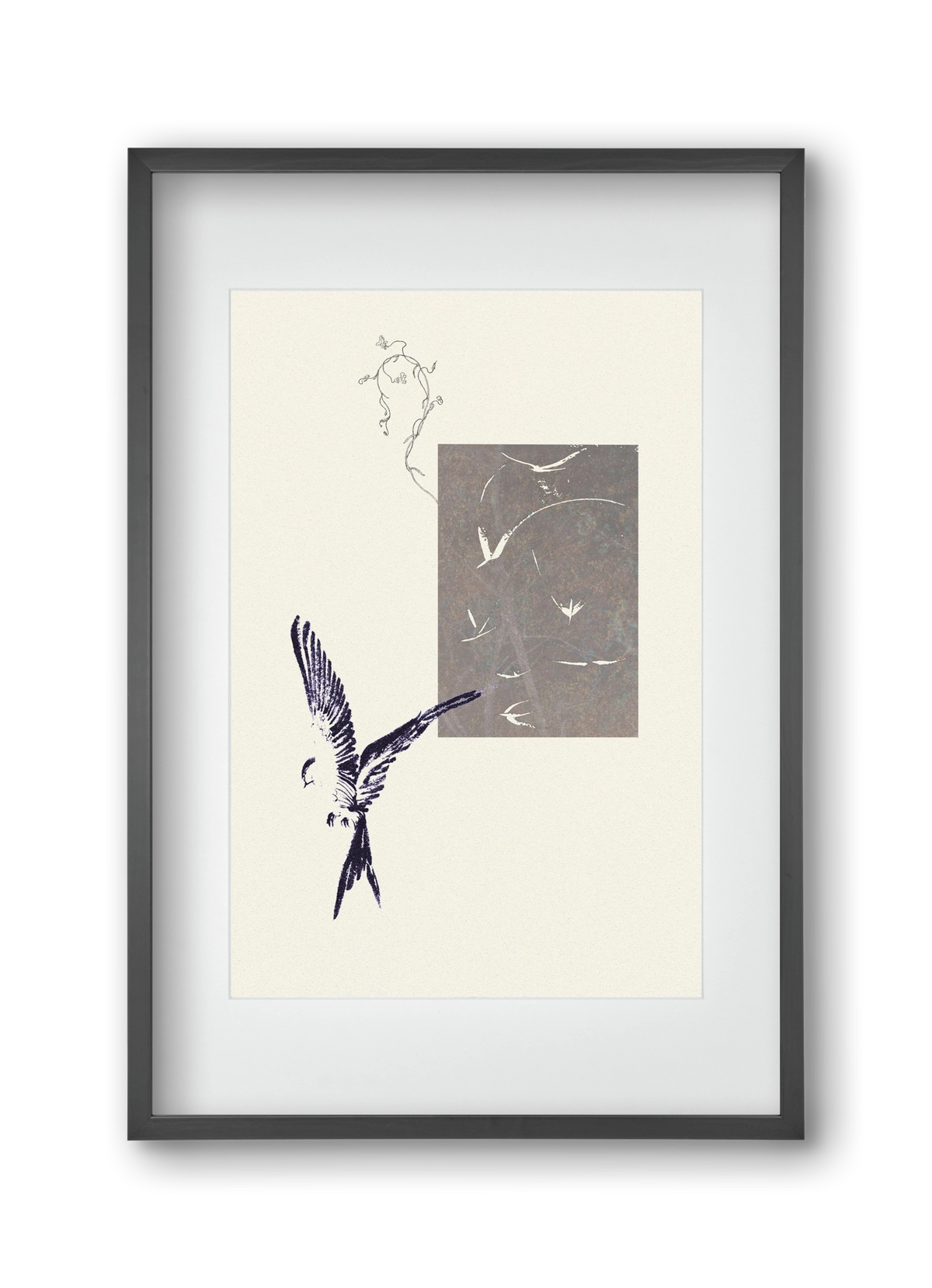 echo, 30x45 cm (20x30 cm), Fekete keret, paszpartuval