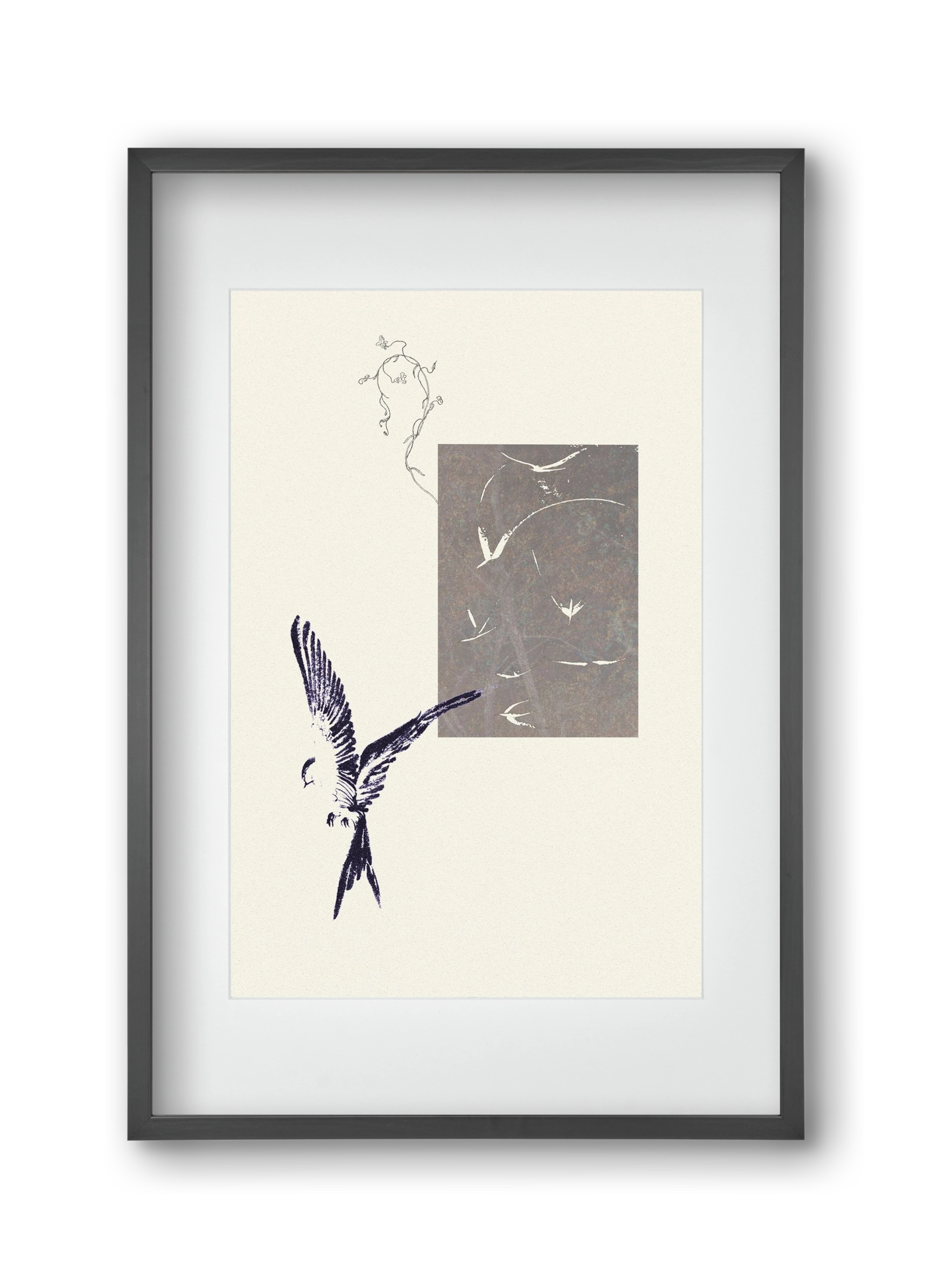 echo, 30x45 cm (20x30 cm), Fekete keret, paszpartuval