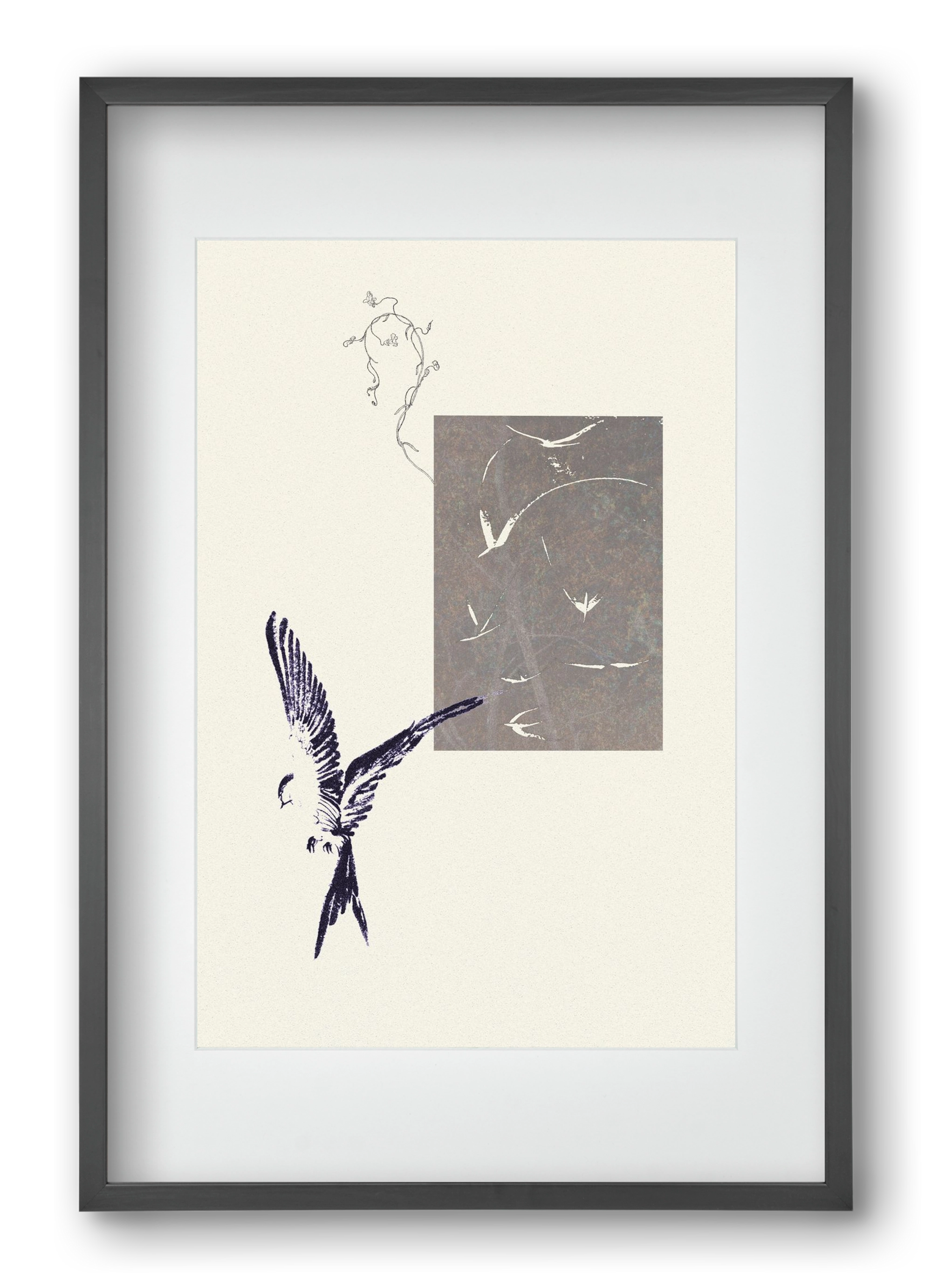 echo, 40x60 cm (30x45 cm), Fekete keret, paszpartuval