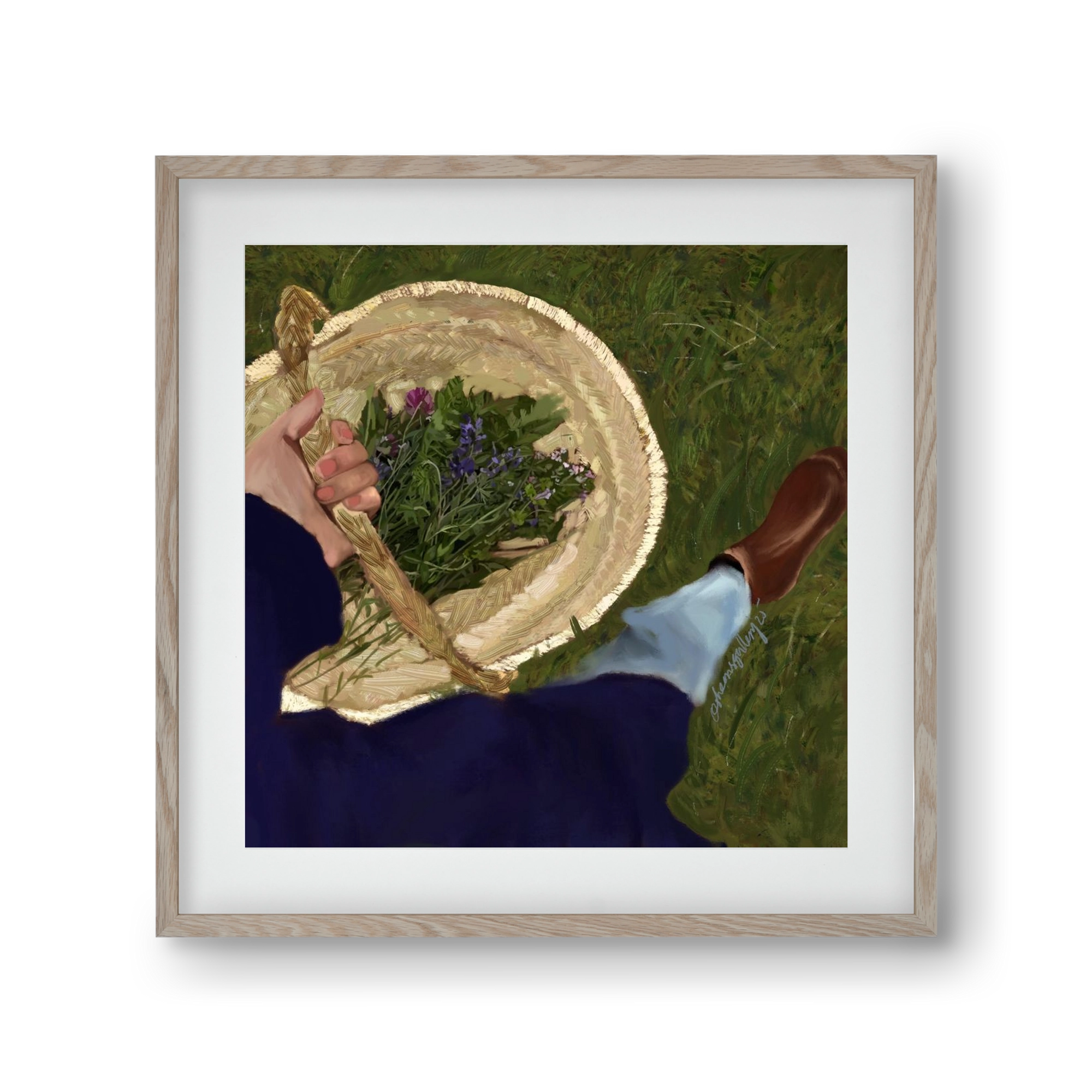 A BASKET OF FLOWERS, 30x30 cm (20x20 cm), Tölgy keret, paszpartuval