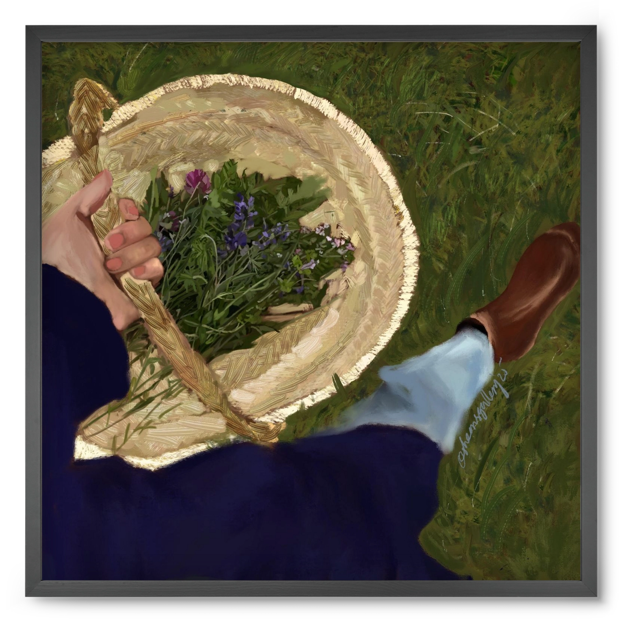 A BASKET OF FLOWERS, 50x50 cm (50x50 cm), Fekete keret