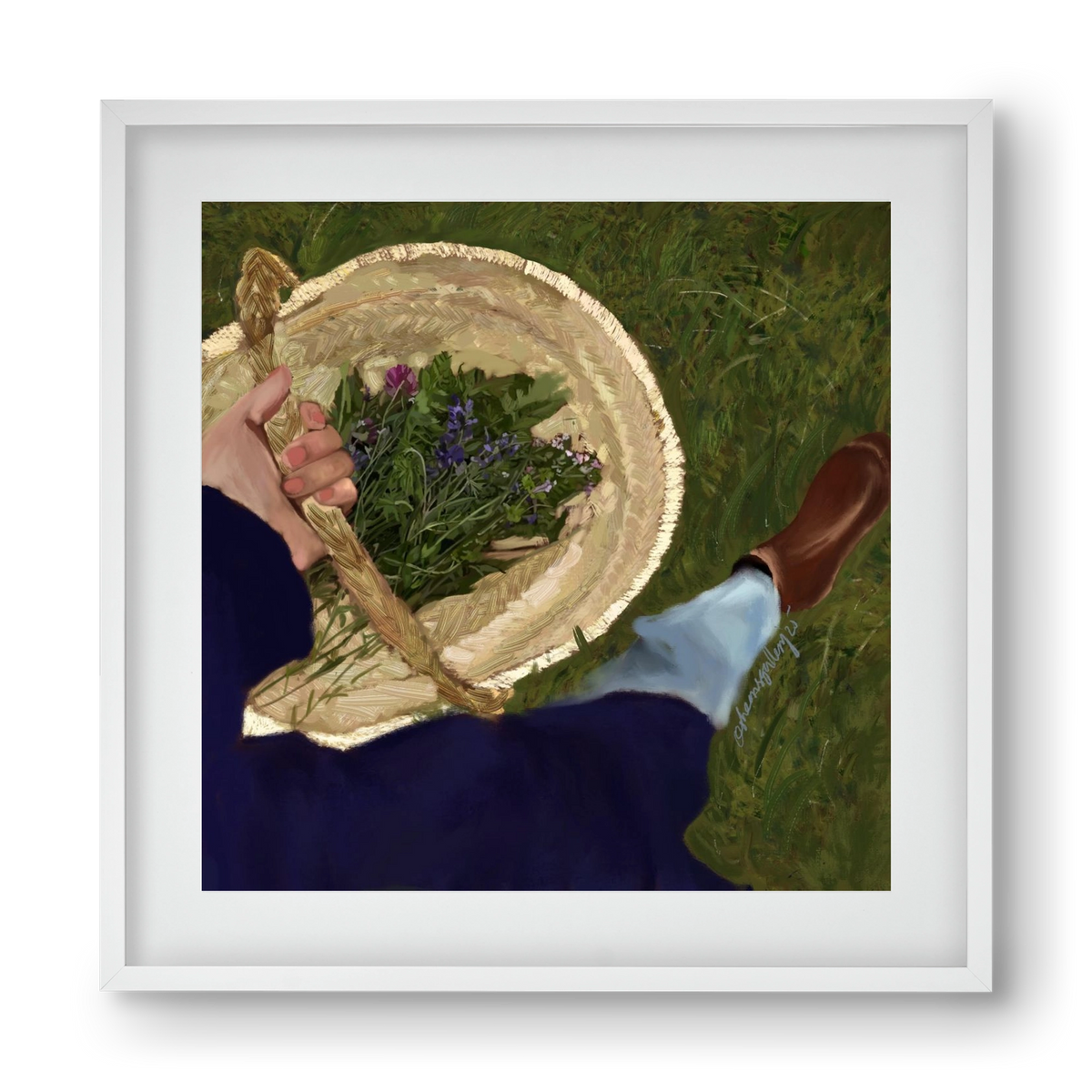 A BASKET OF FLOWERS, 40x40 cm (30x30 cm), Fehér keret, paszpartuval