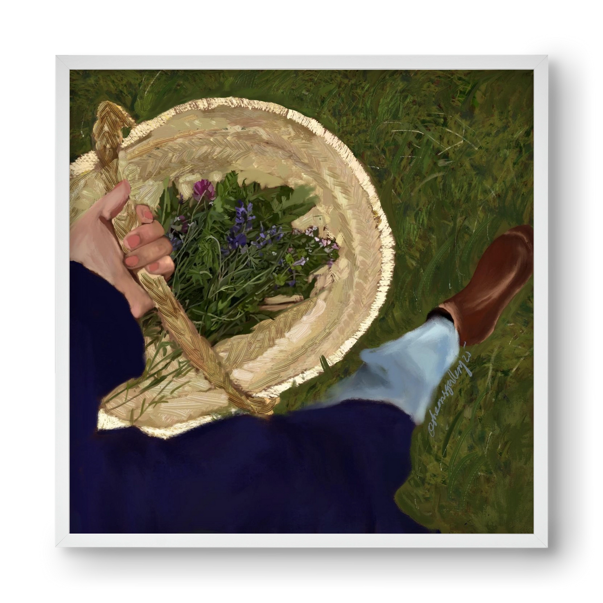 A BASKET OF FLOWERS, 40x40 cm (40x40 cm), Fehér keret