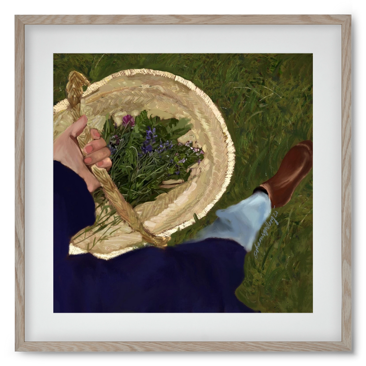 A BASKET OF FLOWERS, 50x50 cm (40x40 cm), Tölgy keret, paszpartuval