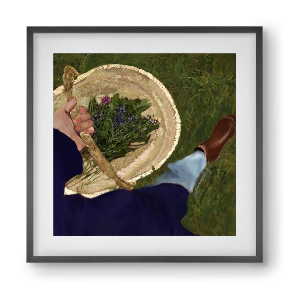 A BASKET OF FLOWERS, 40x40 cm (30x30 cm), Fekete keret, paszpartuval