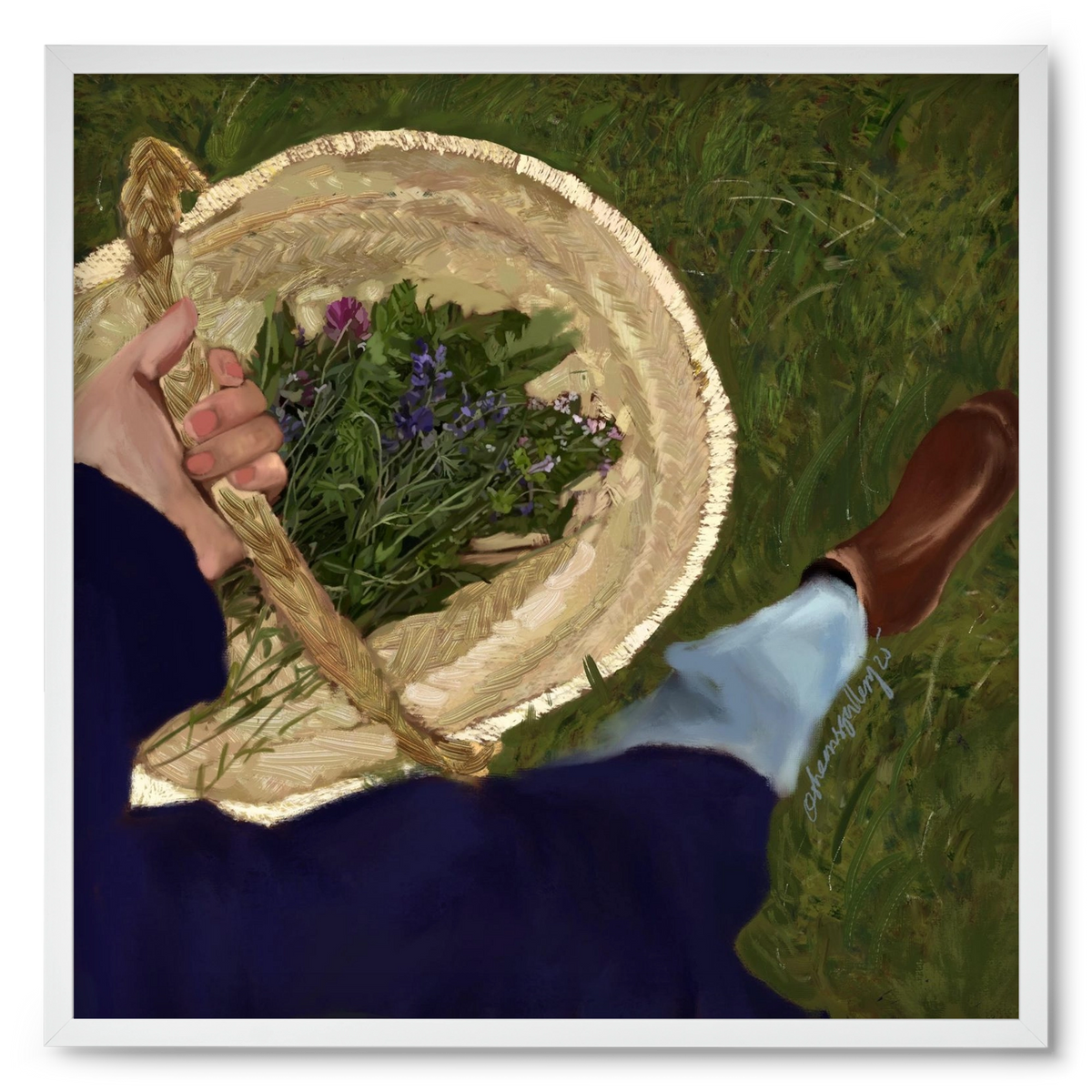 A BASKET OF FLOWERS, 50x50 cm (50x50 cm), Fehér keret