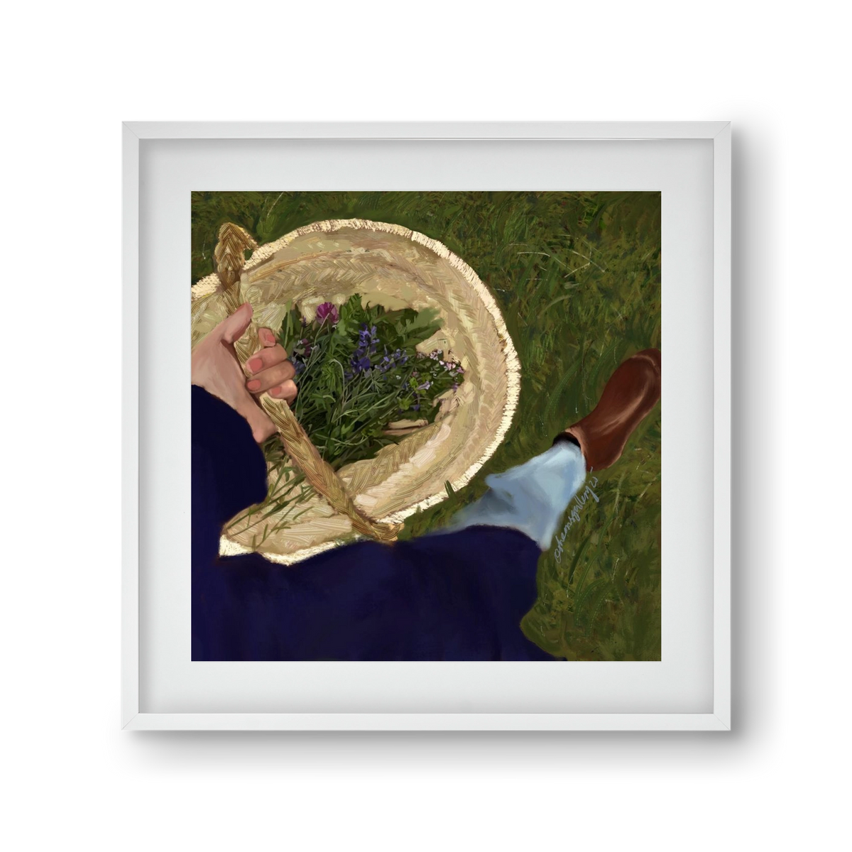 A BASKET OF FLOWERS, 30x30 cm (20x20 cm), Fehér keret, paszpartuval