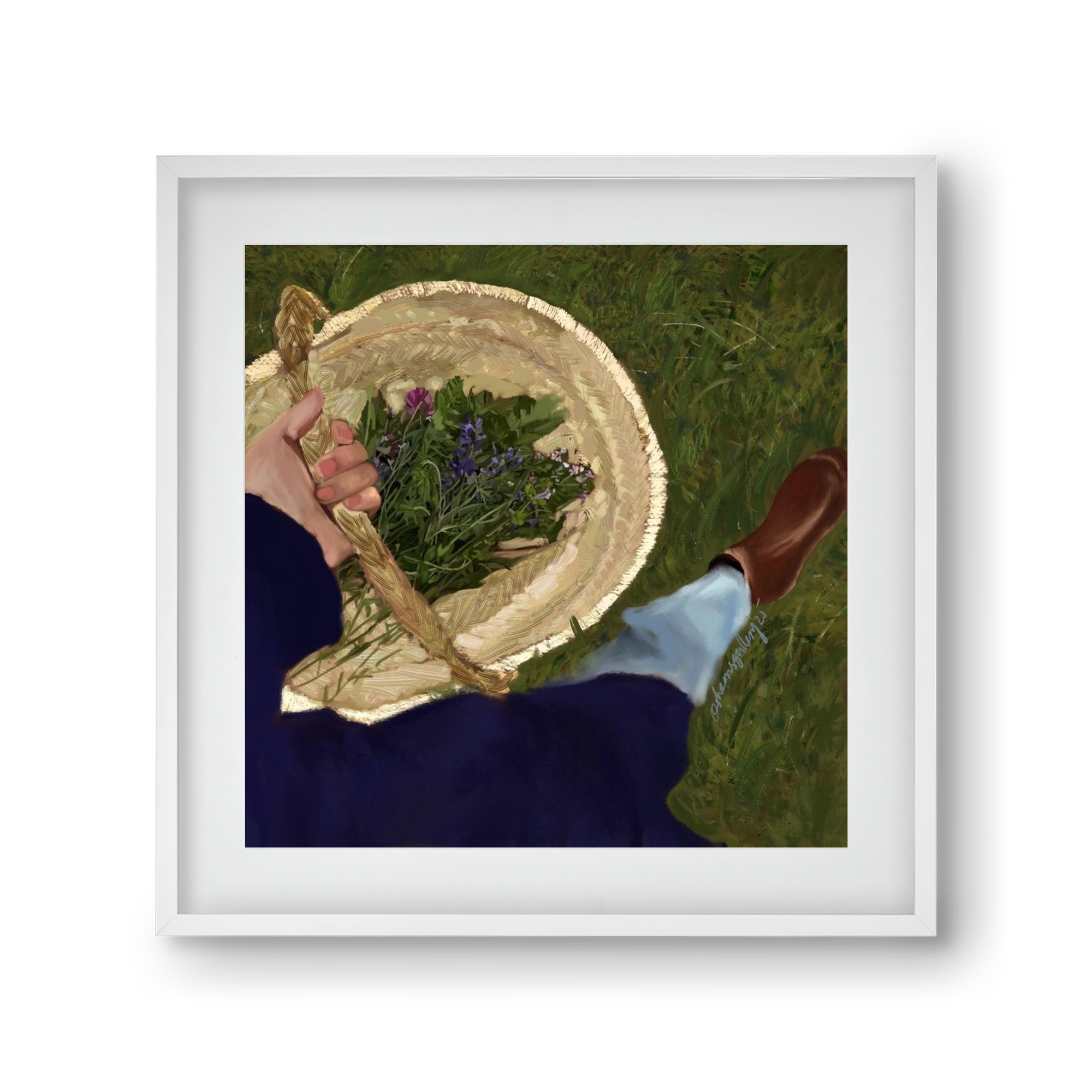 A BASKET OF FLOWERS, 30x30 cm (20x20 cm), Fehér keret, paszpartuval