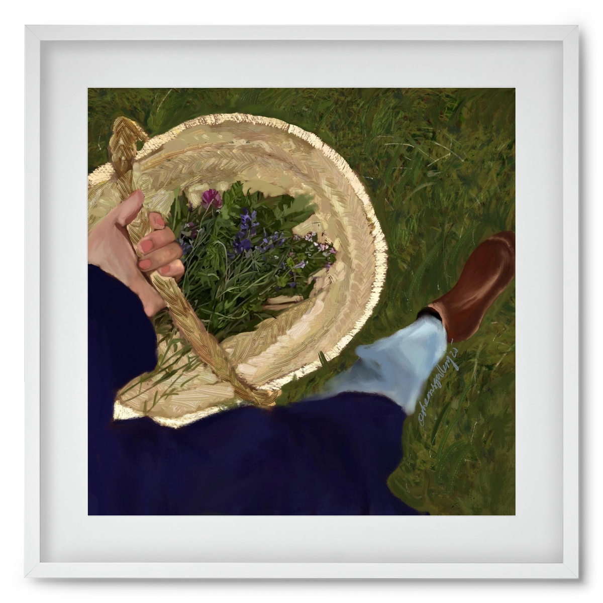 A BASKET OF FLOWERS, 50x50 cm (40x40 cm), Fehér keret, paszpartuval