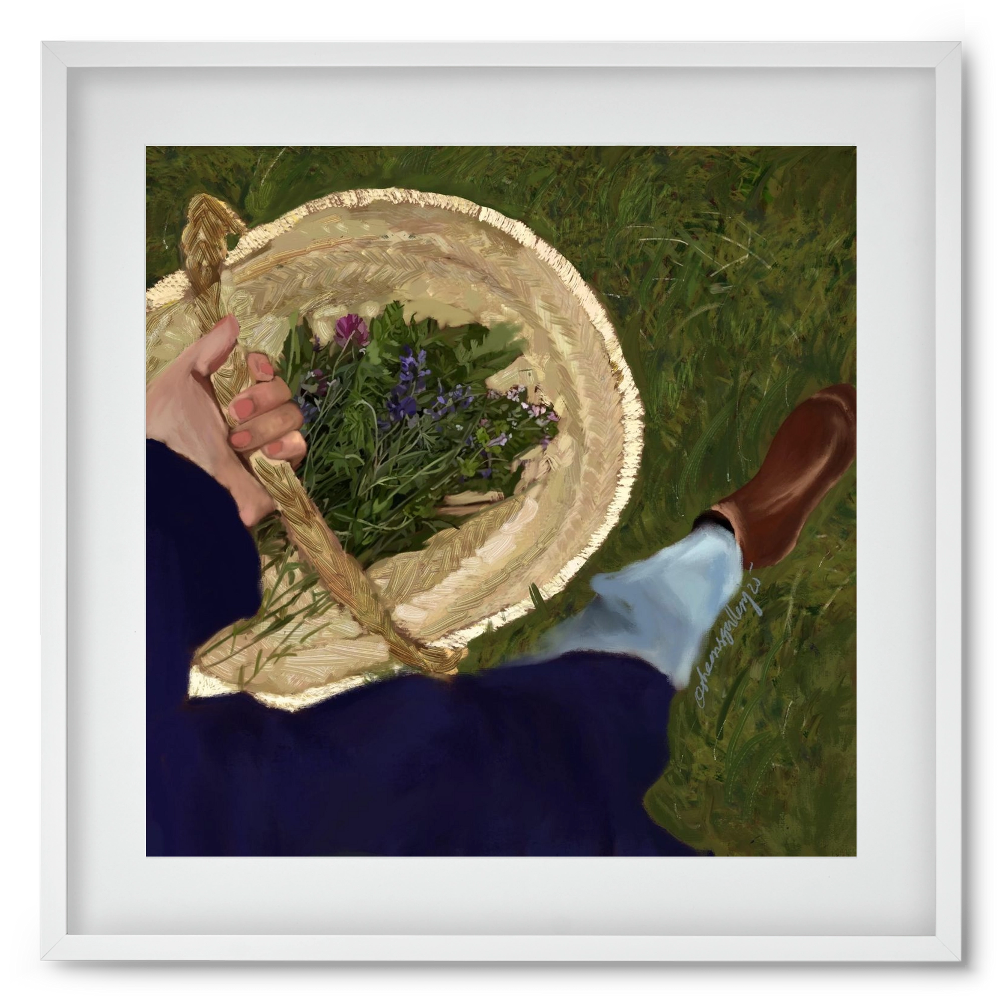 A BASKET OF FLOWERS, 50x50 cm (40x40 cm), Fehér keret, paszpartuval