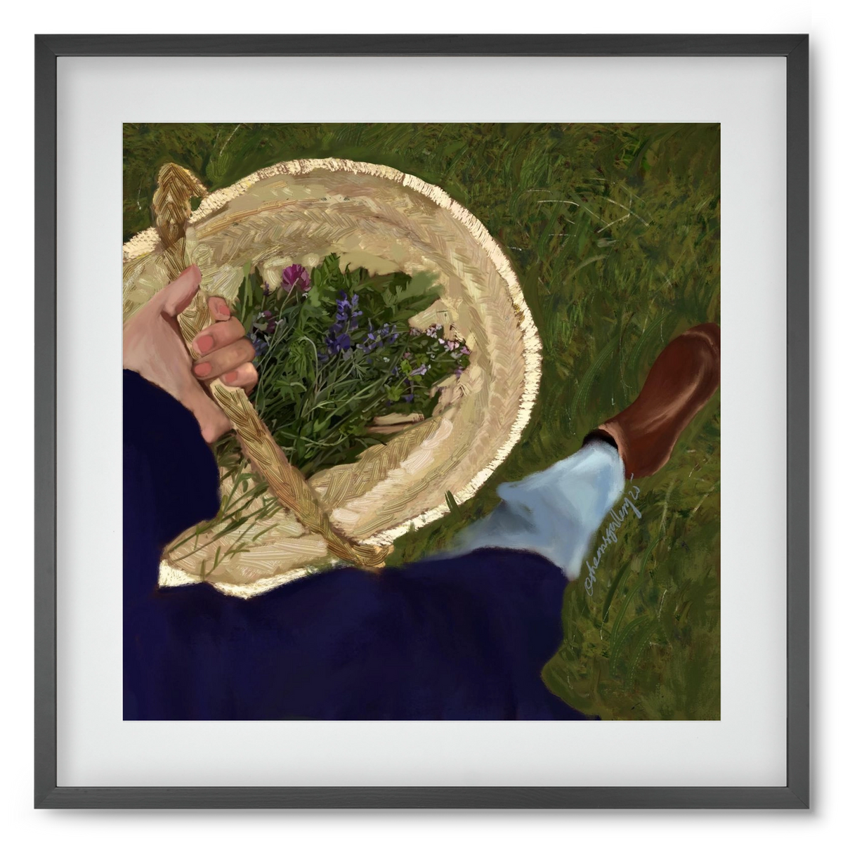 A BASKET OF FLOWERS, 50x50 cm (40x40 cm), Fekete keret, paszpartuval