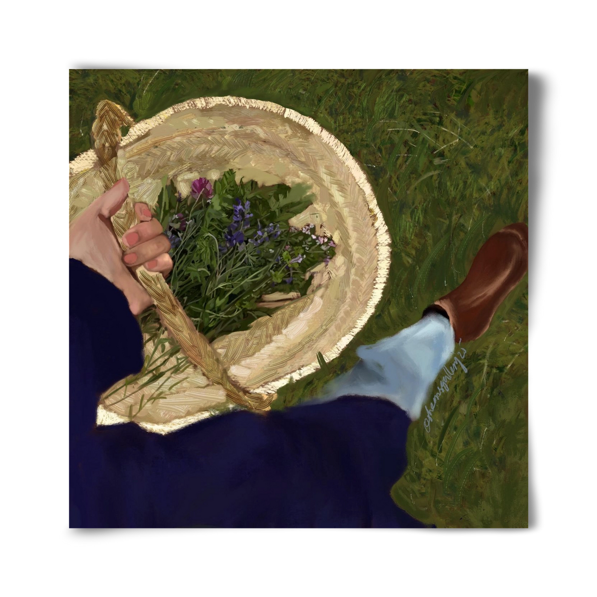 A BASKET OF FLOWERS, 40x40 cm, Keret nélkül