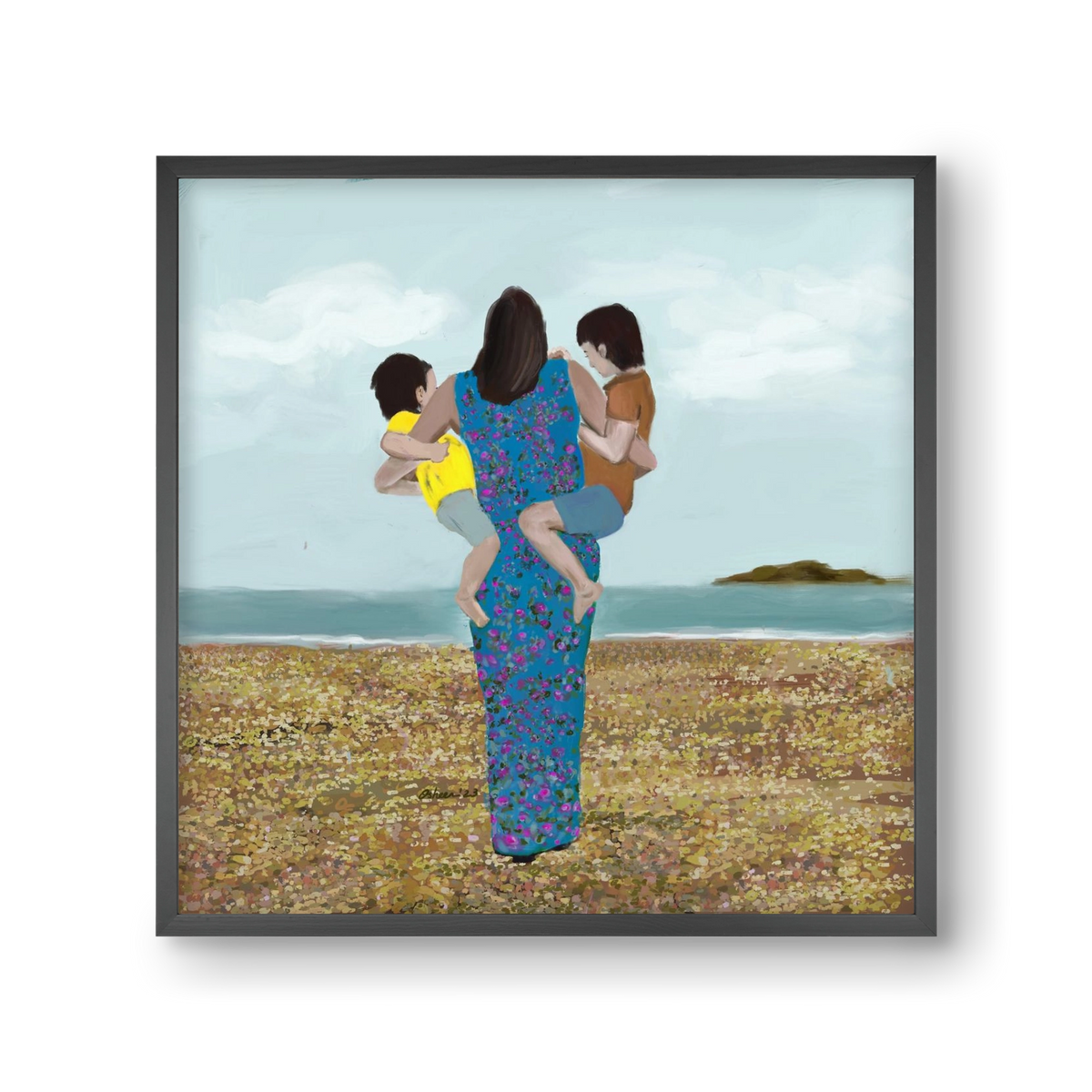 MOTHER AND CHILDREN, 30x30 cm (30x30 cm), Fekete keret