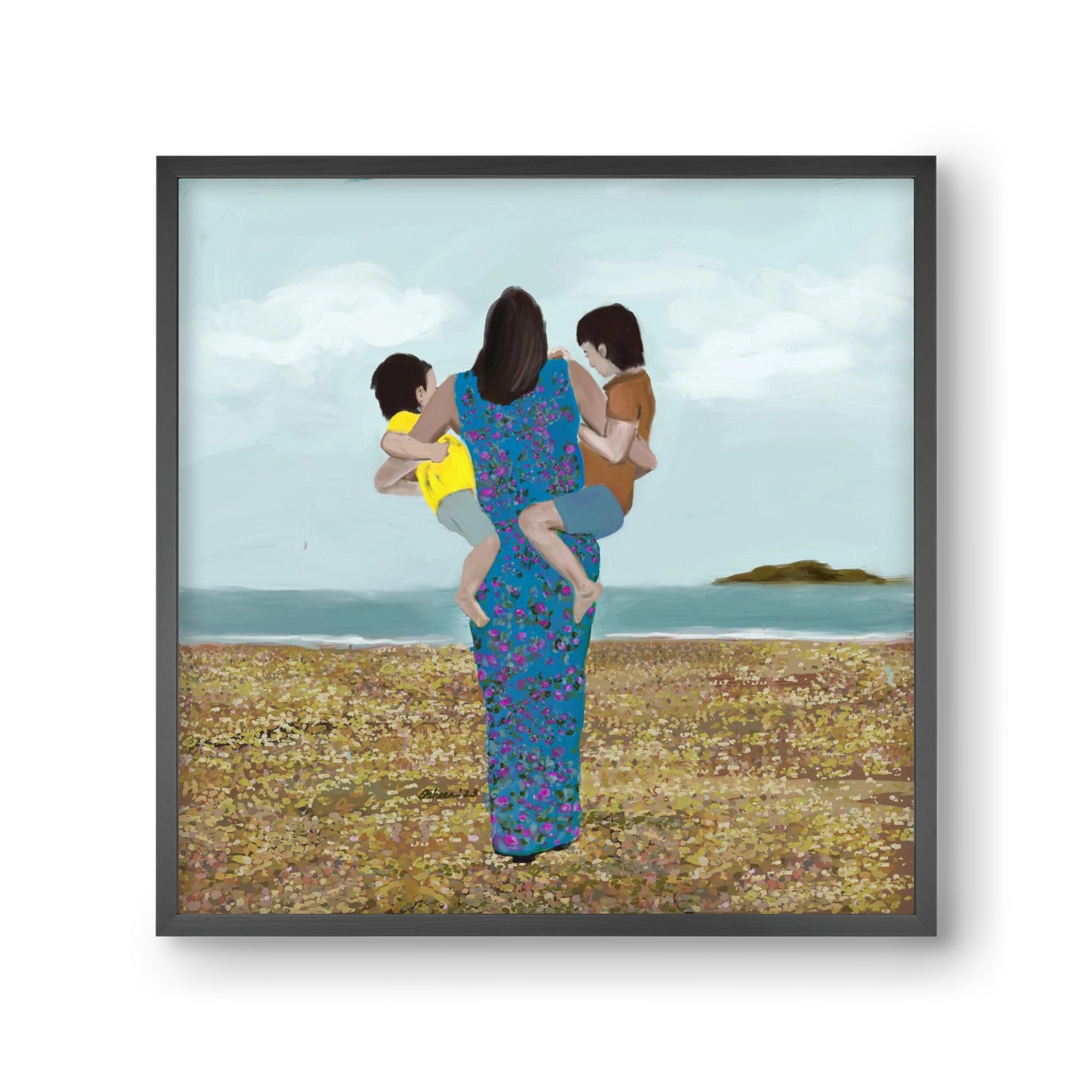 MOTHER AND CHILDREN, 30x30 cm (30x30 cm), Fekete keret