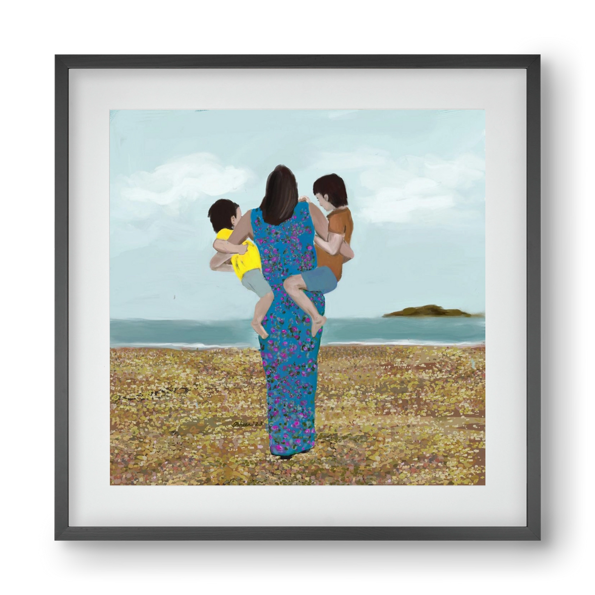 MOTHER AND CHILDREN, 40x40 cm (30x30 cm), Fekete keret, paszpartuval