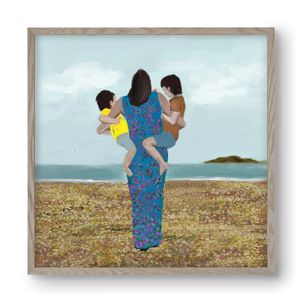 MOTHER AND CHILDREN, 40x40 cm (40x40 cm), Tölgy keret