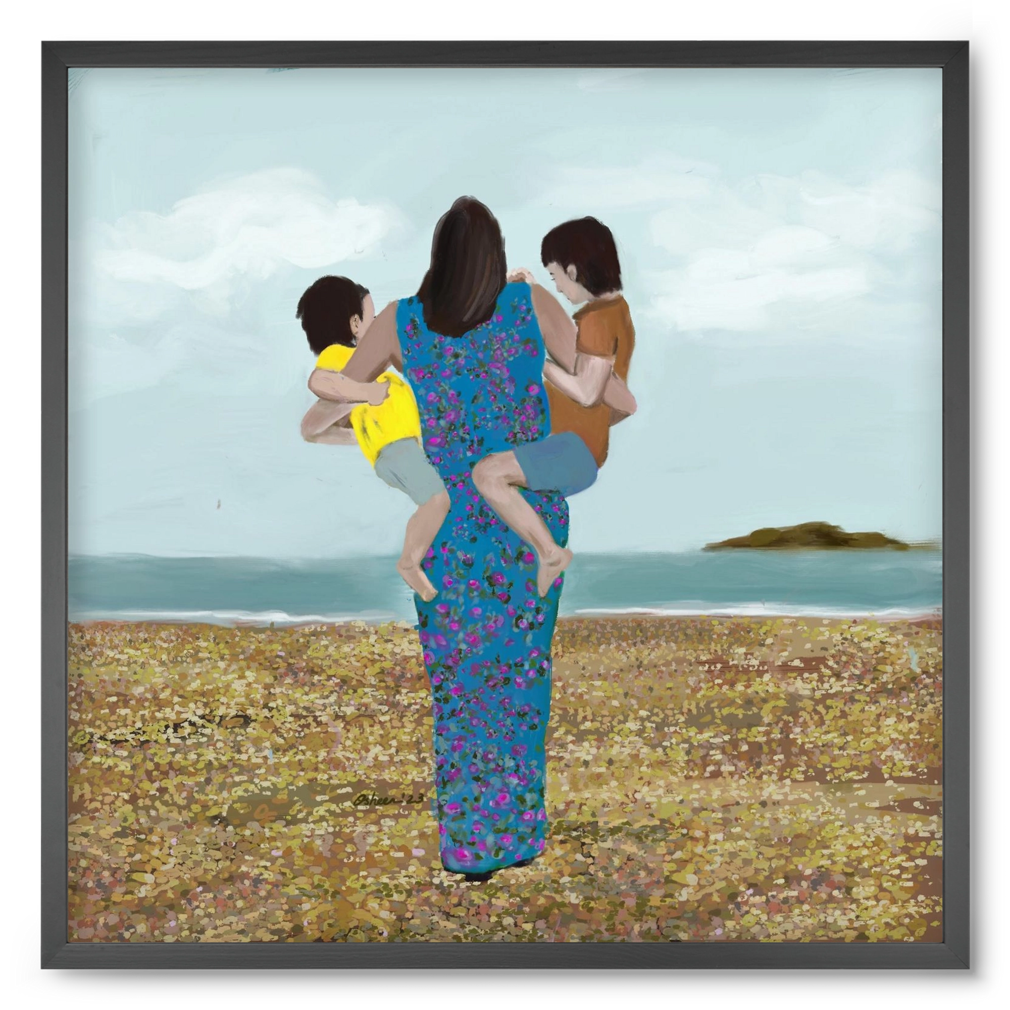 MOTHER AND CHILDREN, 50x50 cm (50x50 cm), Fekete keret