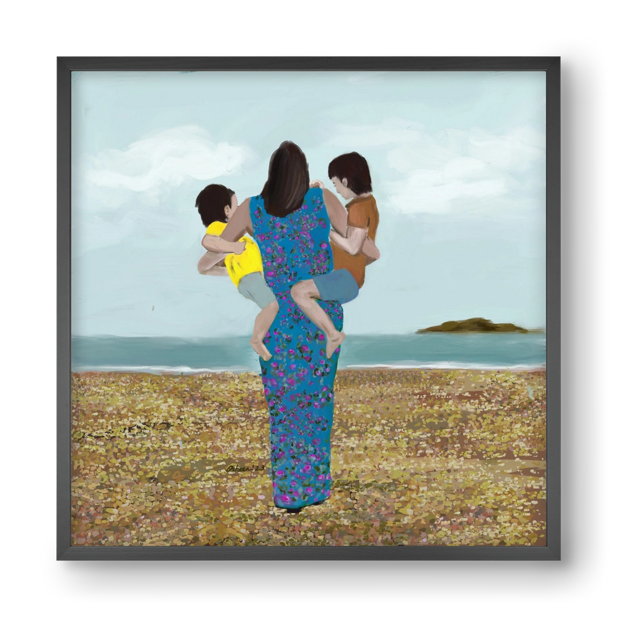 MOTHER AND CHILDREN, 40x40 cm (40x40 cm), Fekete keret