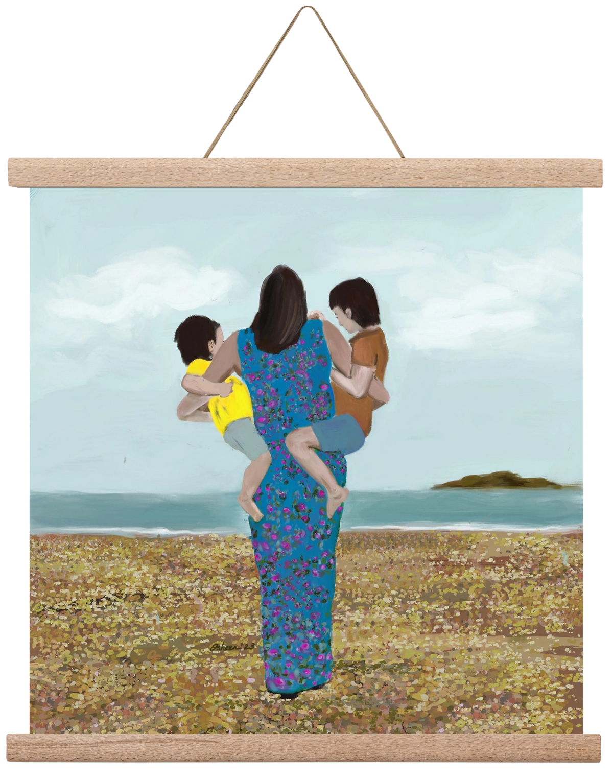 MOTHER AND CHILDREN, 40x40 cm (40x40 cm), Tölgy akasztó