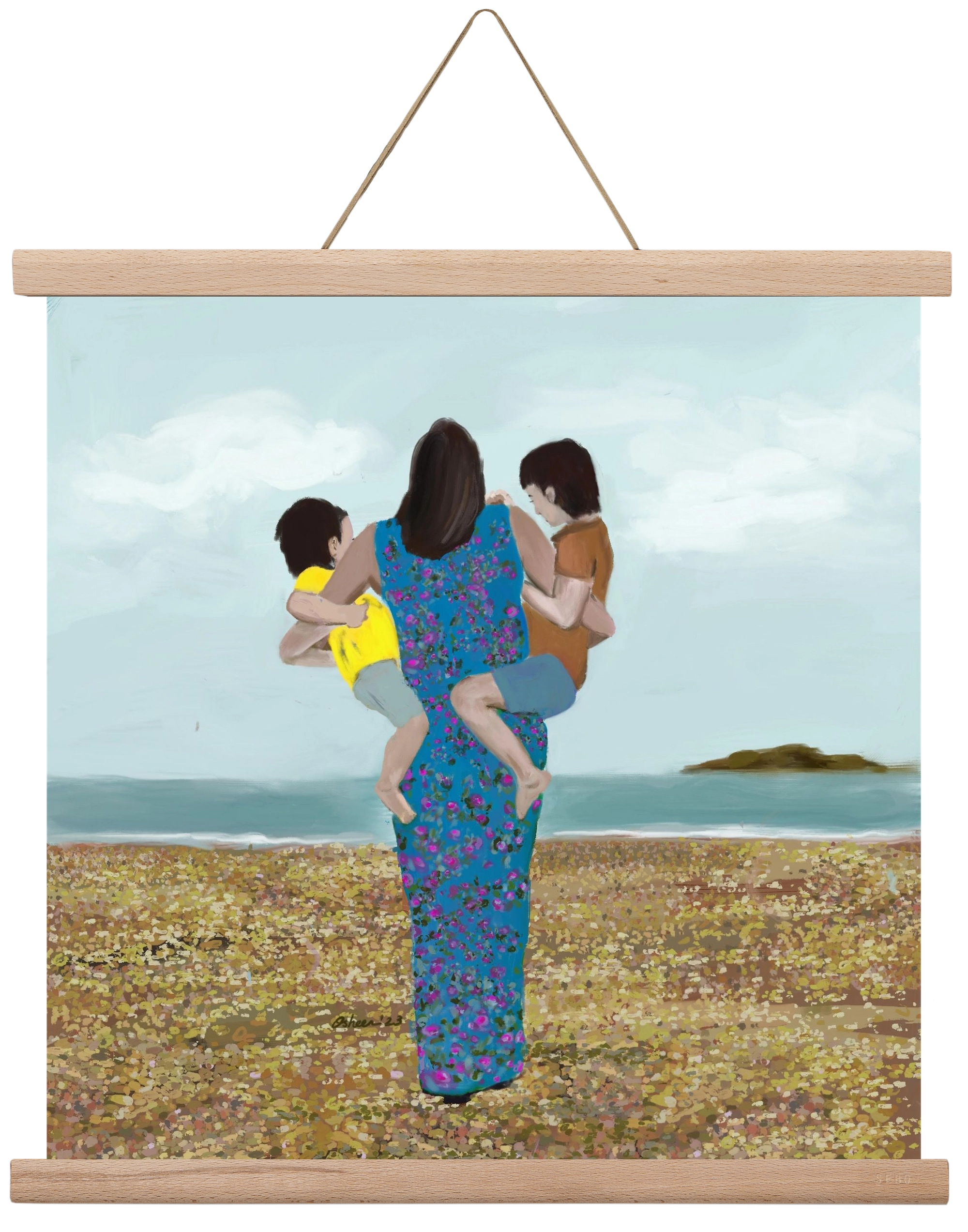 MOTHER AND CHILDREN, 40x40 cm (40x40 cm), Tölgy akasztó