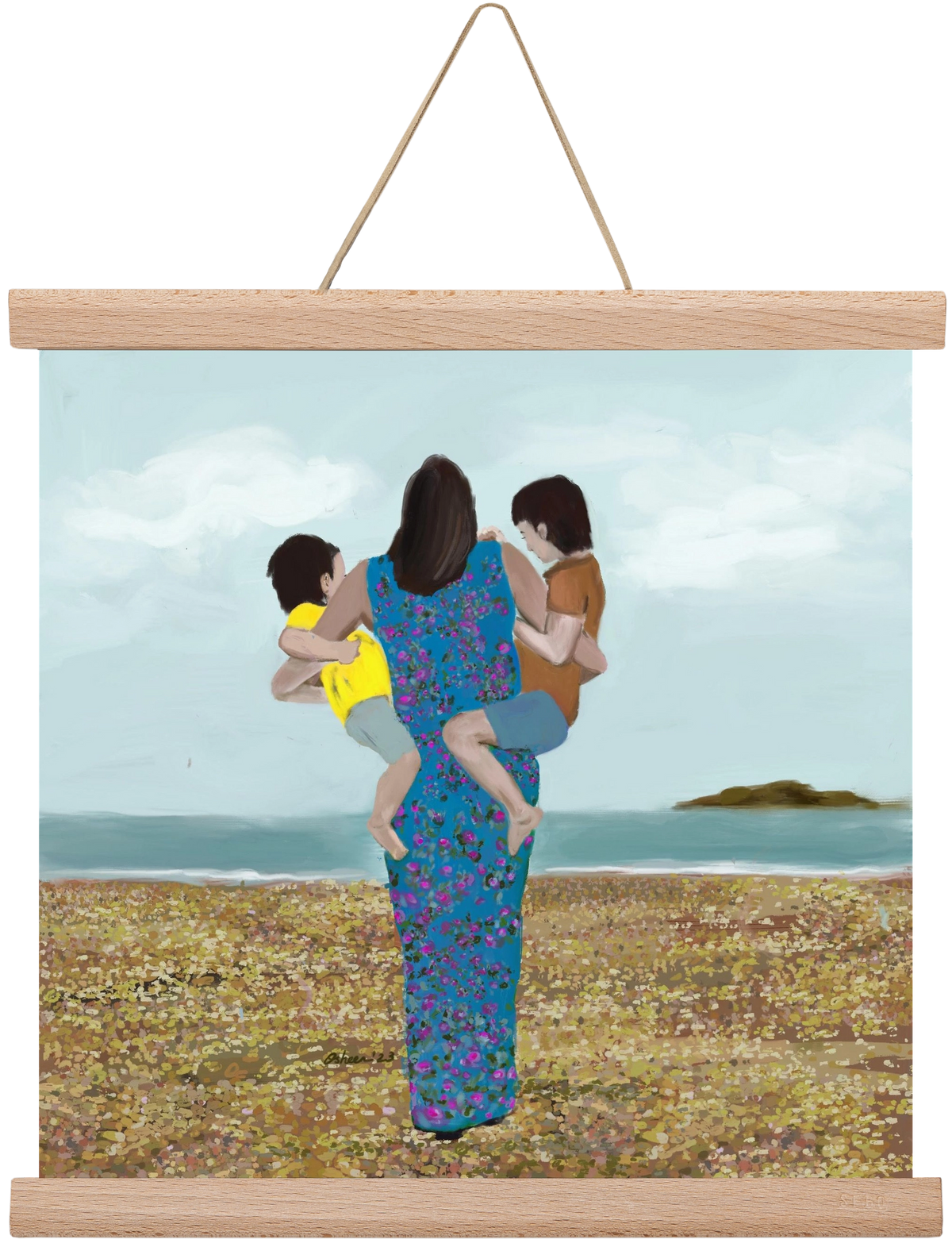 MOTHER AND CHILDREN, 30x30 cm (30x30 cm), Tölgy akasztó