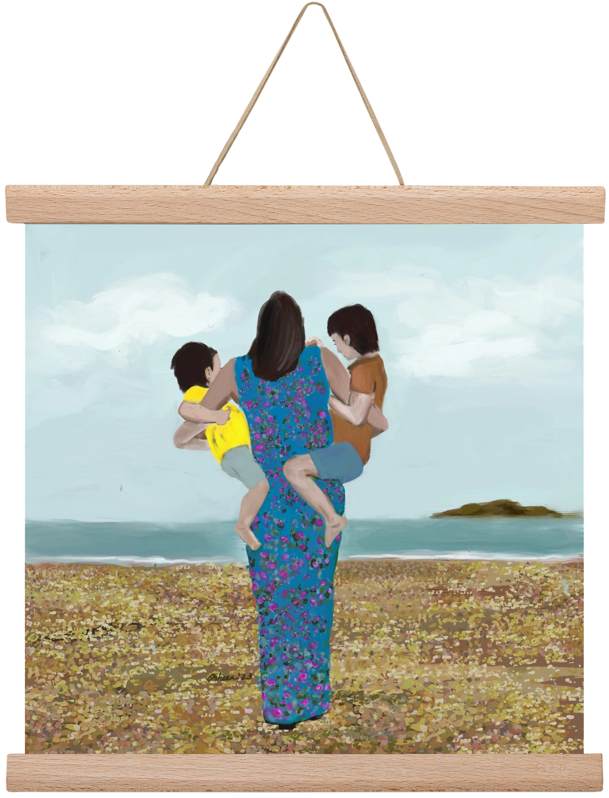 MOTHER AND CHILDREN, 30x30 cm (30x30 cm), Tölgy akasztó